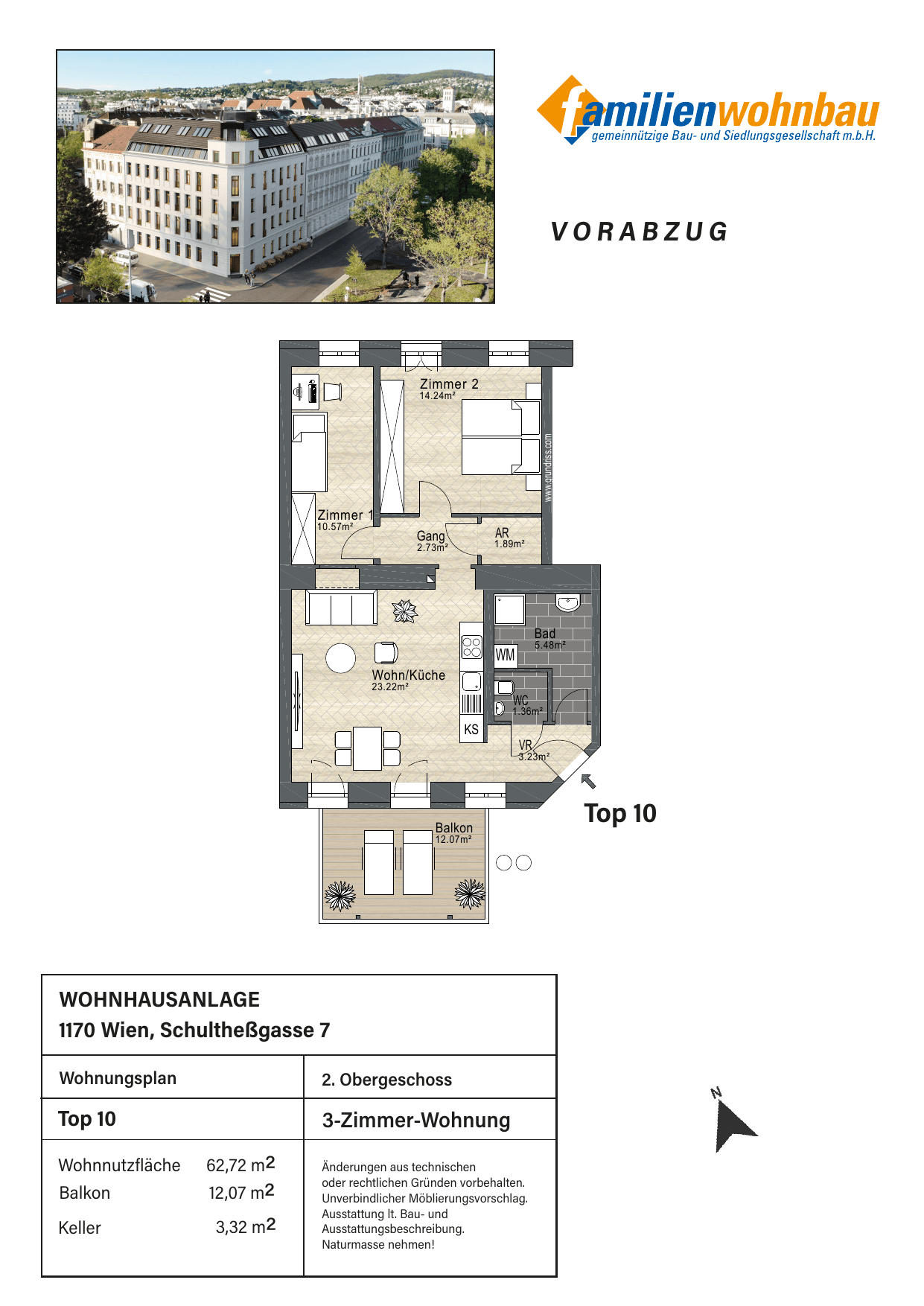 Grundriss Top 10 Schultheßgasse 7 — mein Zuhause in Dornbach — 3 Zimmer — 62,7 m² — 2nd floor
