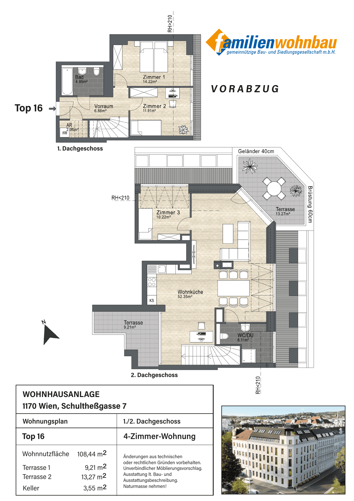 Grundriss Top 16 Schultheßgasse 7 — mein Zuhause in Dornbach — 4 Zimmer — 108,4 m² — Attic floor