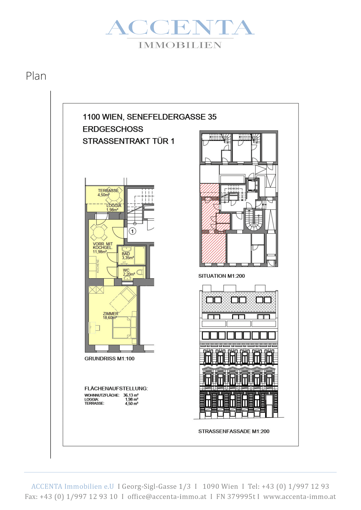 Grundriss Top 1 — Senefeldergasse 35 — 1 Zimmer — 36,1 m² — Ground floor