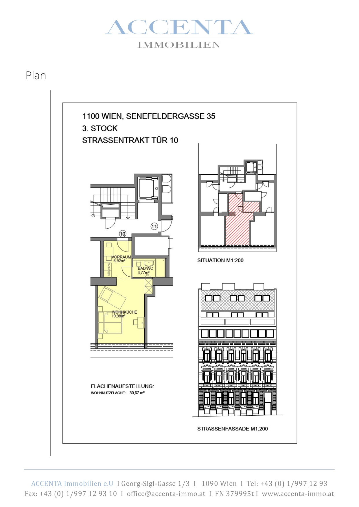 Grundriss Top 10 — Senefeldergasse 35 — 1 Zimmer — 30,7 m² — 3rd floor