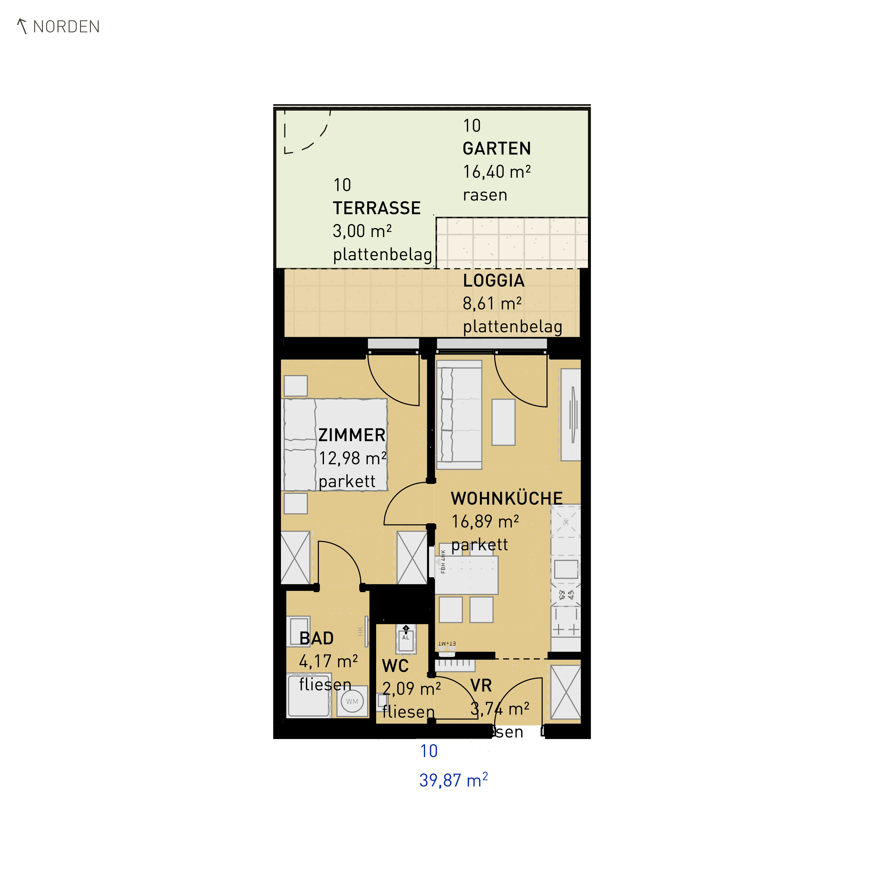 Grundriss Top 10 — Simmeringer Wohn(t)raum — 2 Zimmer — 39,9 m² — Ground floor — N/O