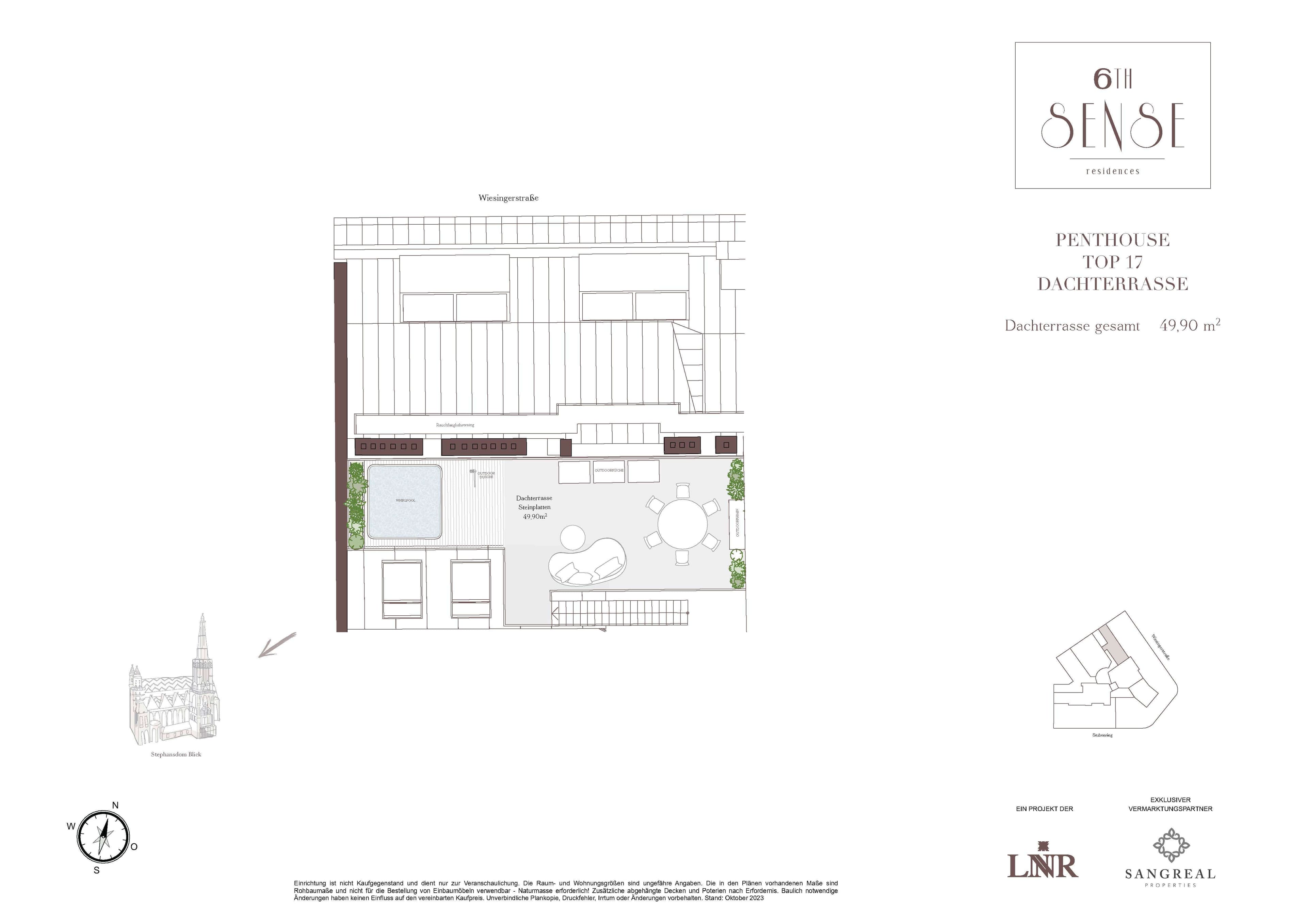 Grundriss Top 17 — SIXTH SENSE Residences — 3 Zimmer — 137 m² — 2nd floor / Penthouse — Stephansdom, Innere Stadt — Grundriss 2/2