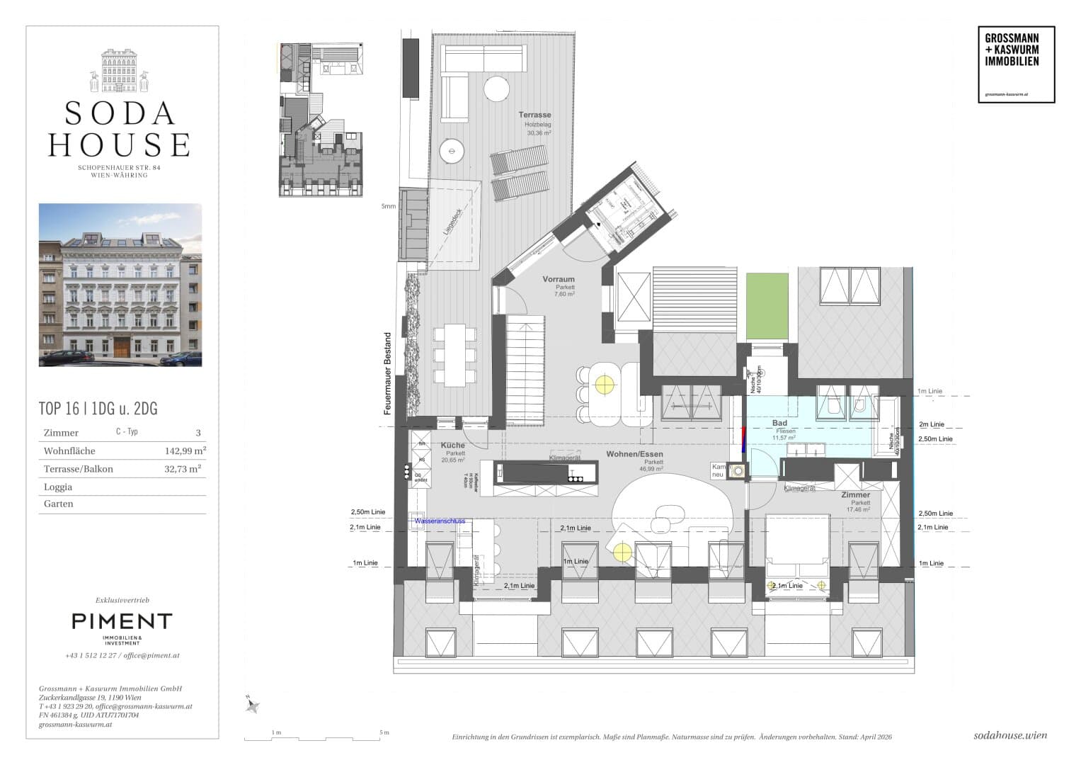 Grundriss Top 16 — Soda House — 3 Zimmer — 142,2 m² — 1st attic floor — Grundriss 1/2