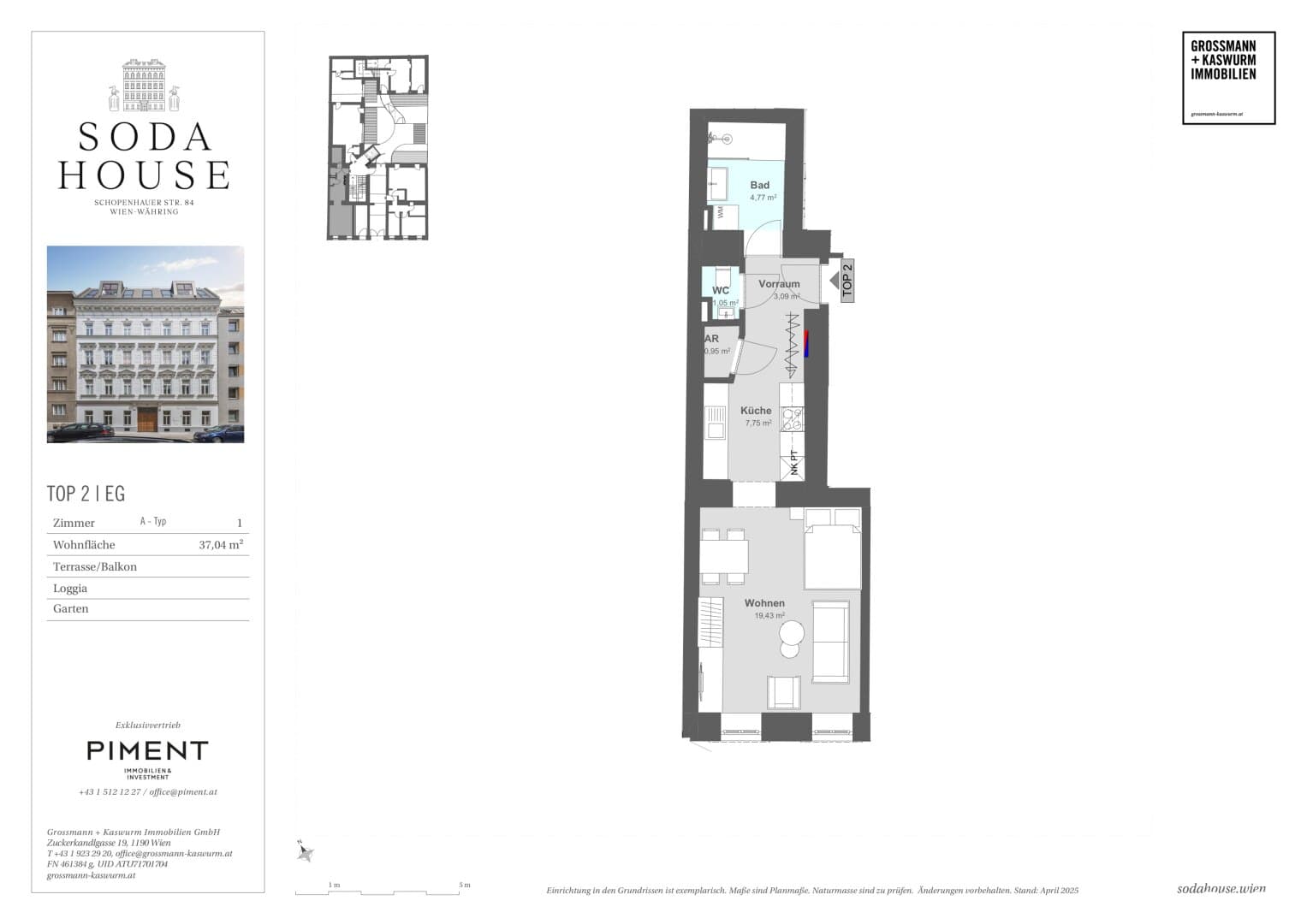 Grundriss Top 2 — Soda House — 1 Zimmer — 37 m² — Ground floor