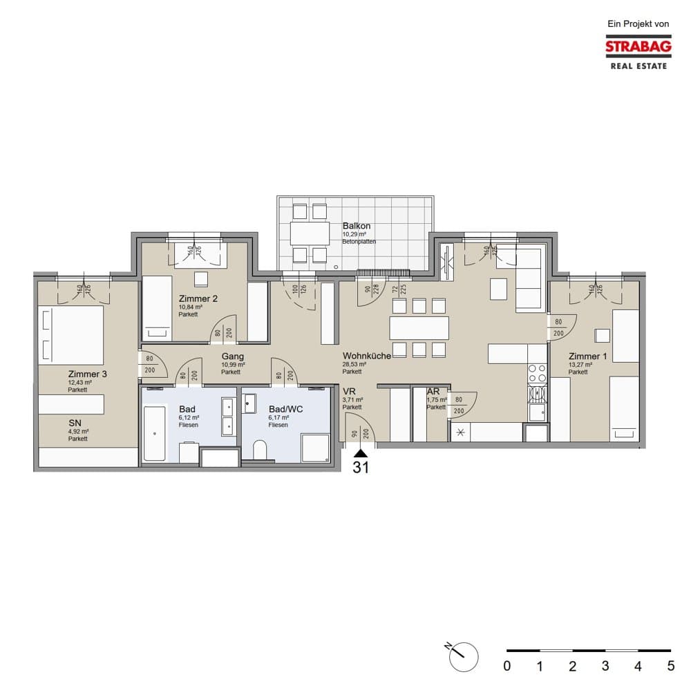Grundriss Top 31 — Soley — 4 Zimmer — 98,7 m² — 4th floor