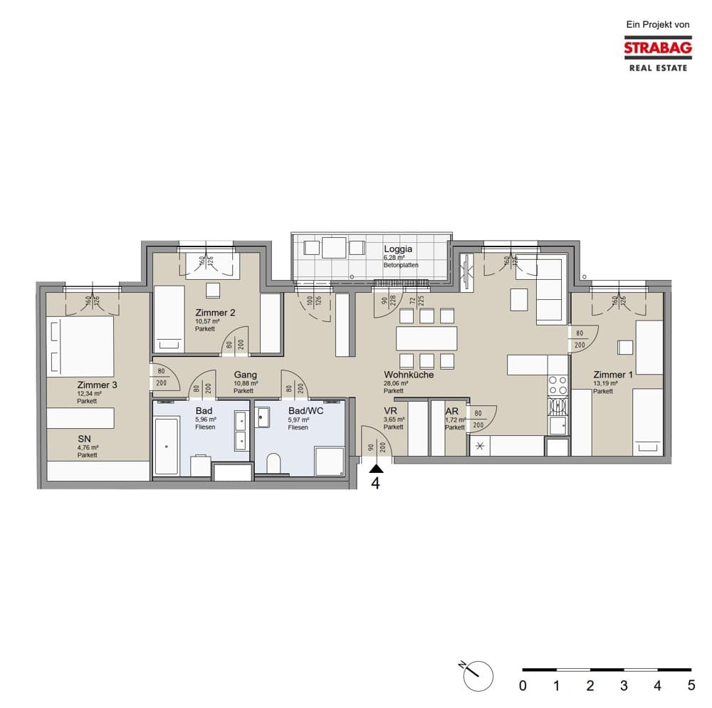 Grundriss Top 4 — Soley — 4 Zimmer — 97,1 m² — 1st floor