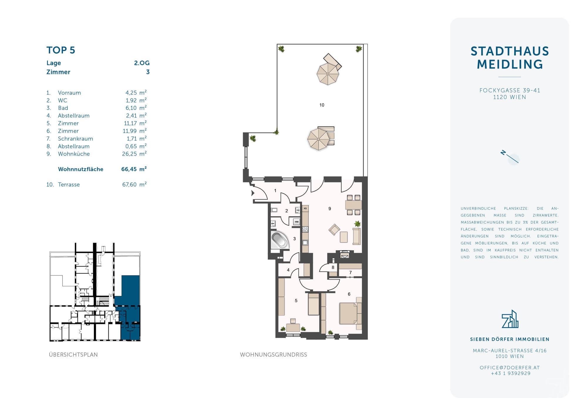 Grundriss Top 05 — Stadthaus Meidling — 3 Zimmer — 66,5 m² — 1st floor
