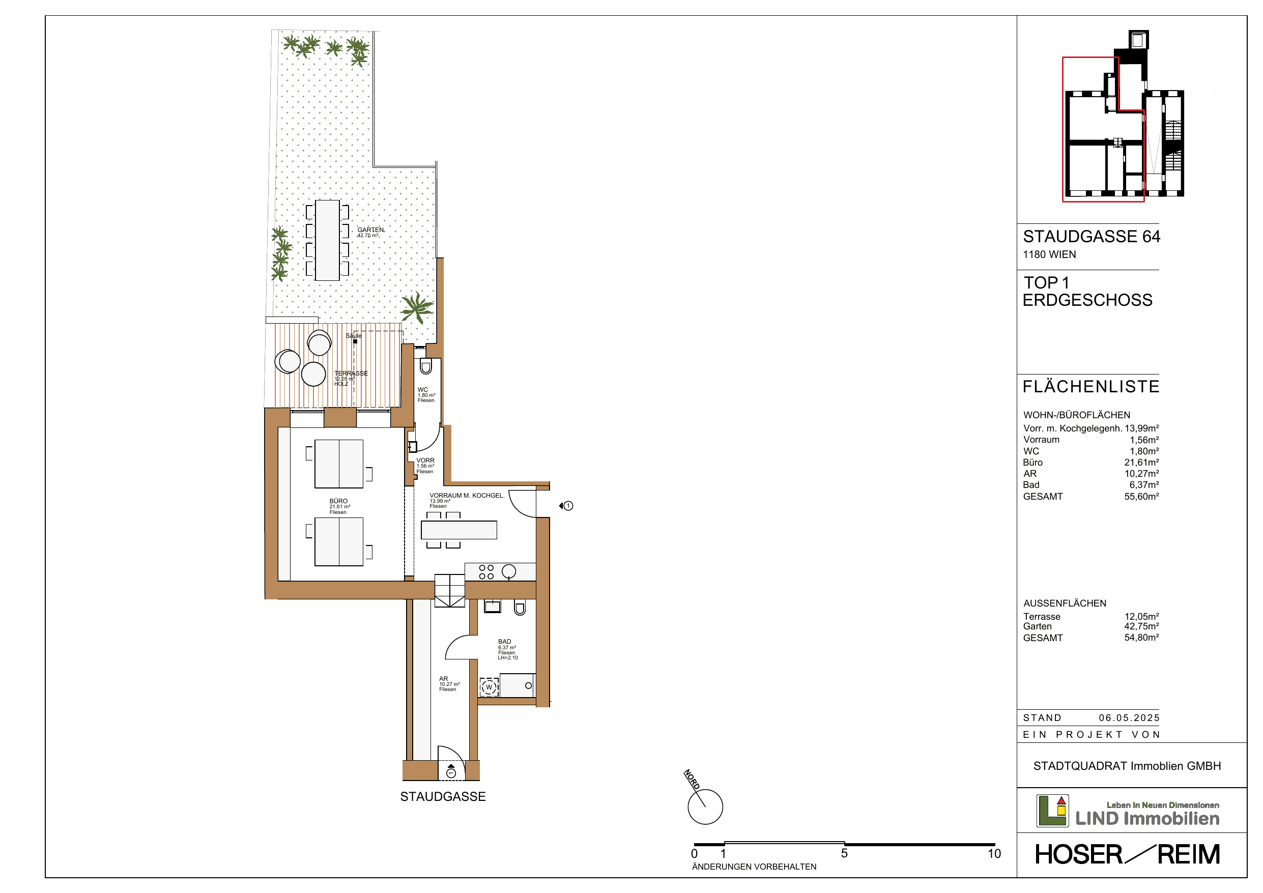 Grundriss Top 1 — Staudgasse 64 — 1 Zimmer — 55,6 m² — Ground floor — N