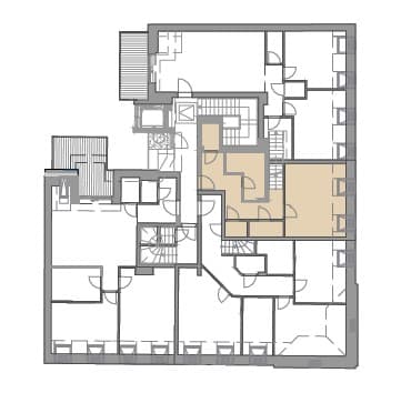 Grundriss Top 18 — Sternwartestraße 3 — 3 Zimmer — 121 m² — Attic floor — Terrasse 6,64 m² — Grundriss 3/4