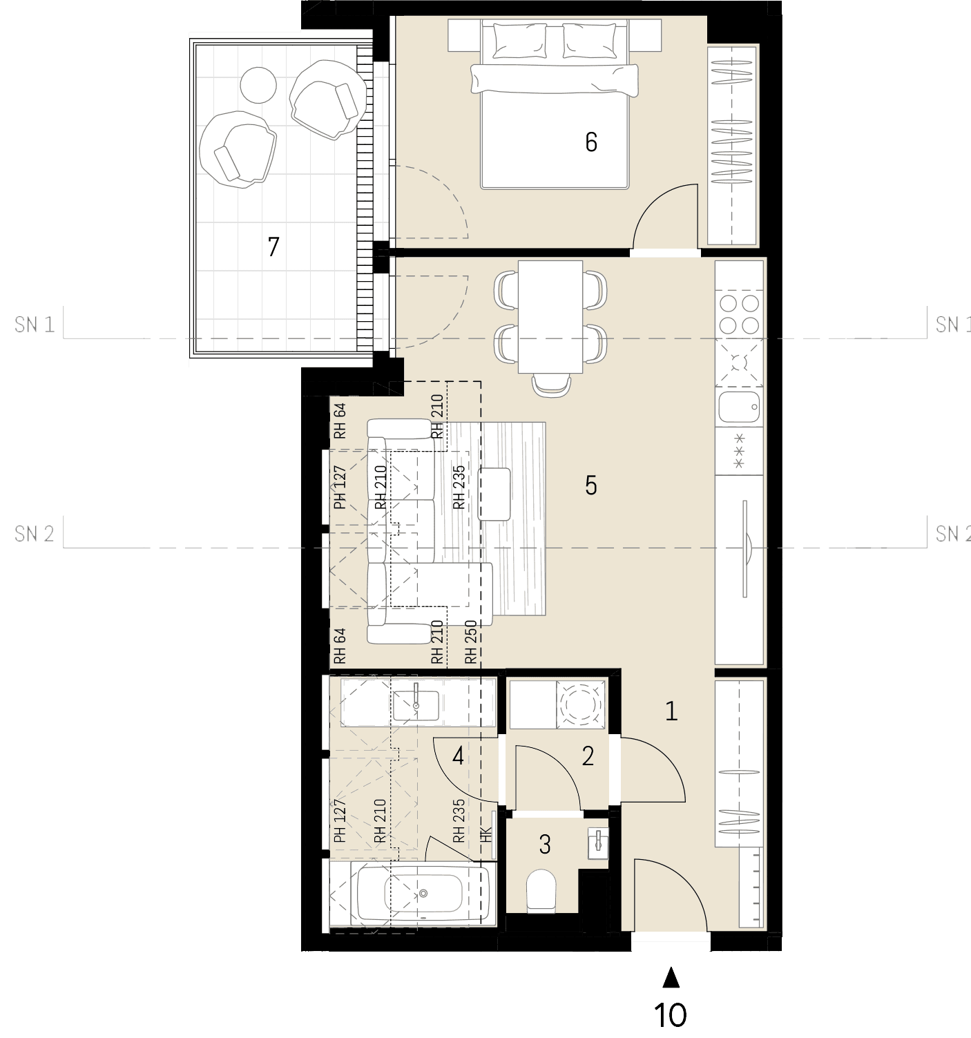 Grundriss Top 1.10 — Stock im Weg 1 — 2 Zimmer — 54,3 m² — 1st attic floor