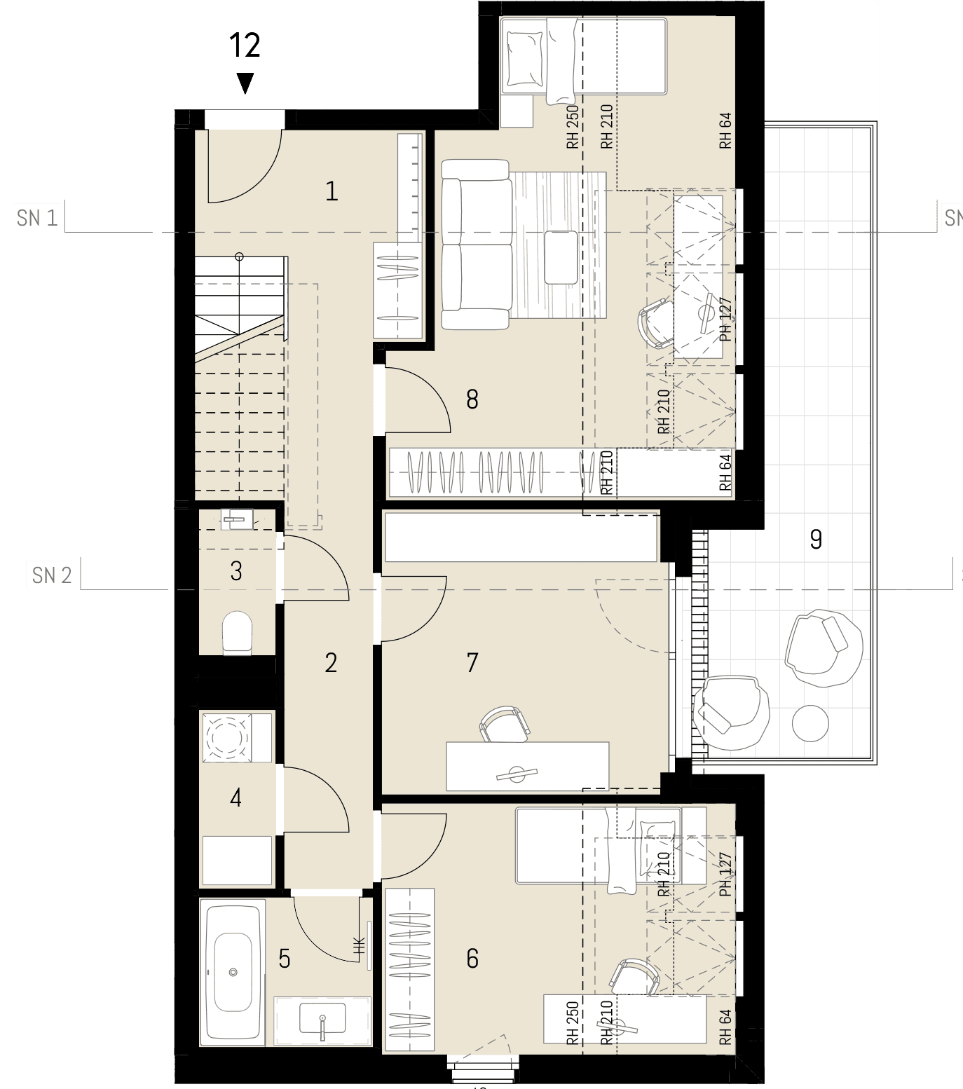 Grundriss Top 1.12 — Stock im Weg 1 — 5 Zimmer — 146 m² — 1st floor / 2nd attic floor