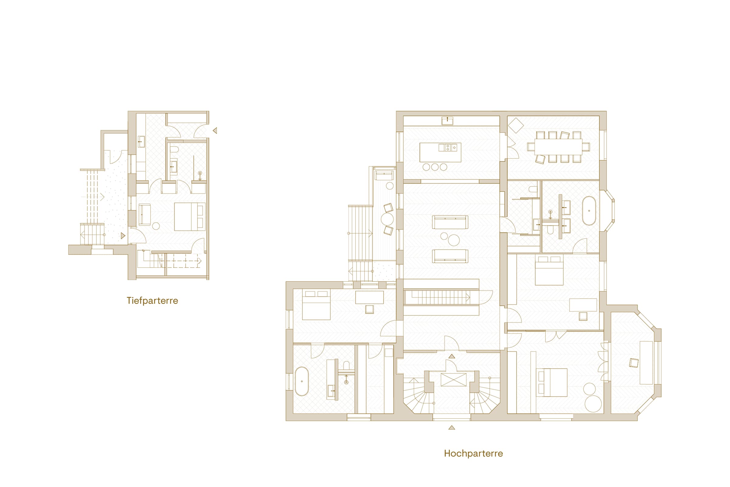 Grundriss Top 1 — Stilvolle Gartenetage im Hietzinger Cottage — 7 Zimmer — 298 m² — Basement / Ground floor — Garten — Grundriss 2/2