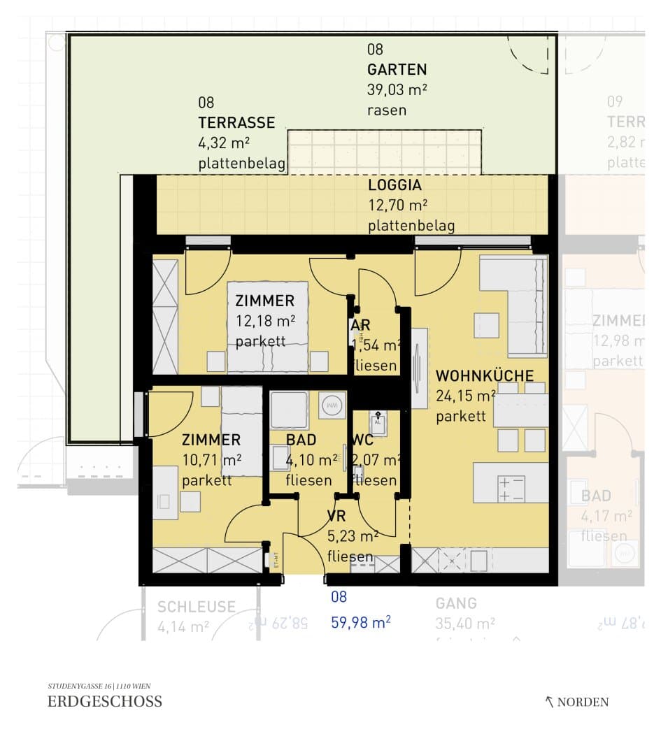 Grundriss Top 08 — Wohngefühl Simmering — 3 Zimmer — 60 m² — Ground floor