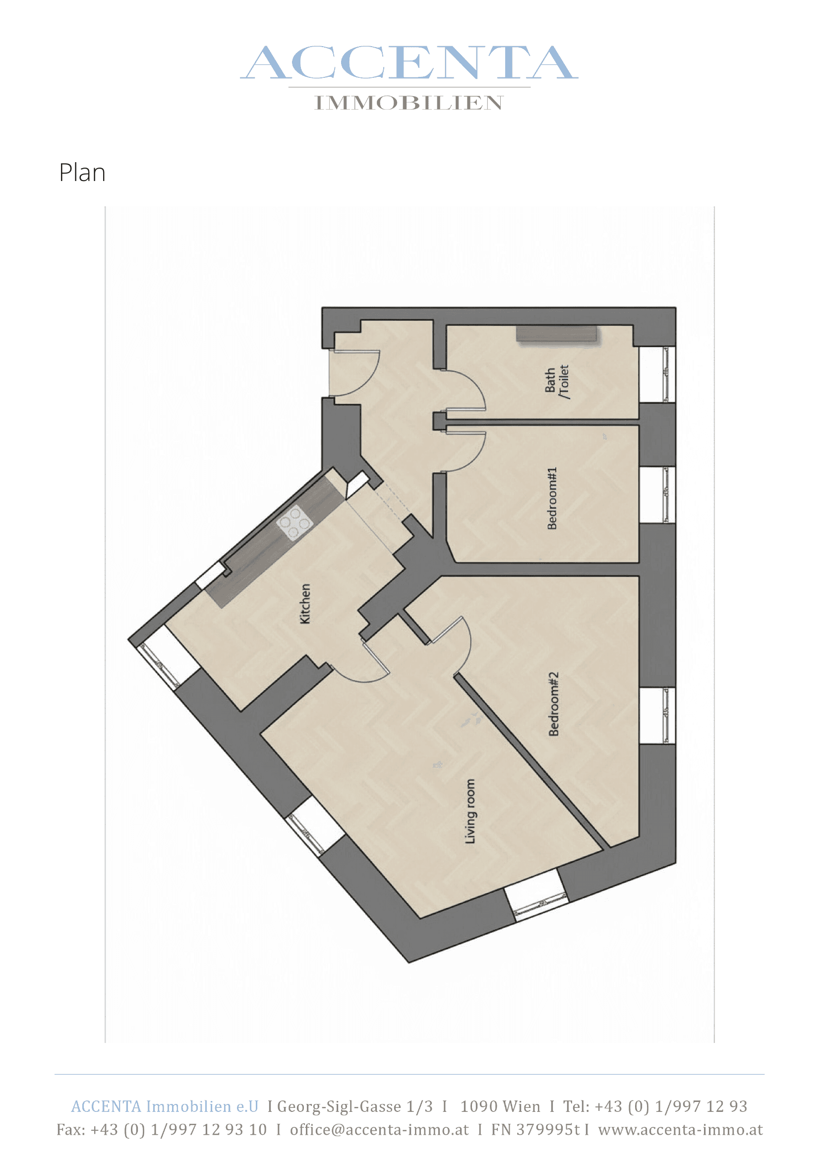 Grundriss Top 24 — Stuwerstraße 60 — 3 Zimmer — 56,5 m² — 1st floor