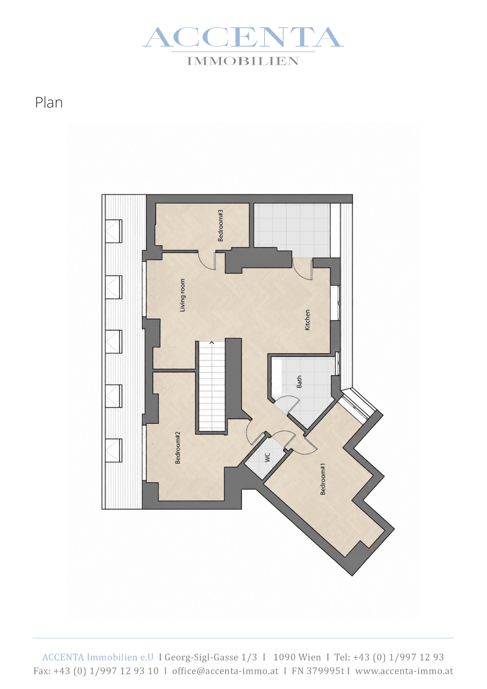 Grundriss Top 42 — Stuwerstraße 60 — 4 Zimmer — 91 m² — 2nd attic floor