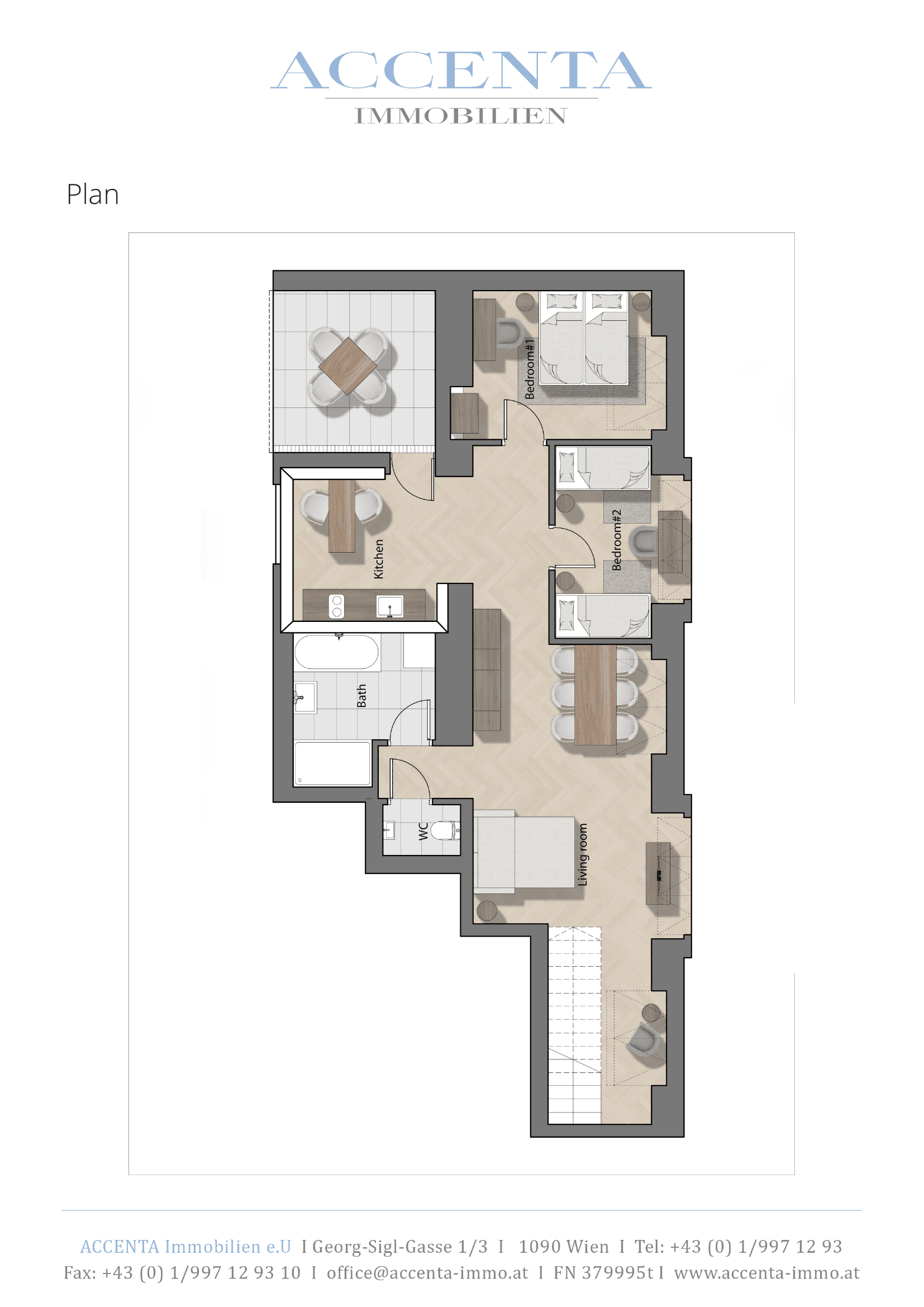 Grundriss Top 47 — Stuwerstraße 60 — 3 Zimmer — 82,1 m² — 2nd attic floor