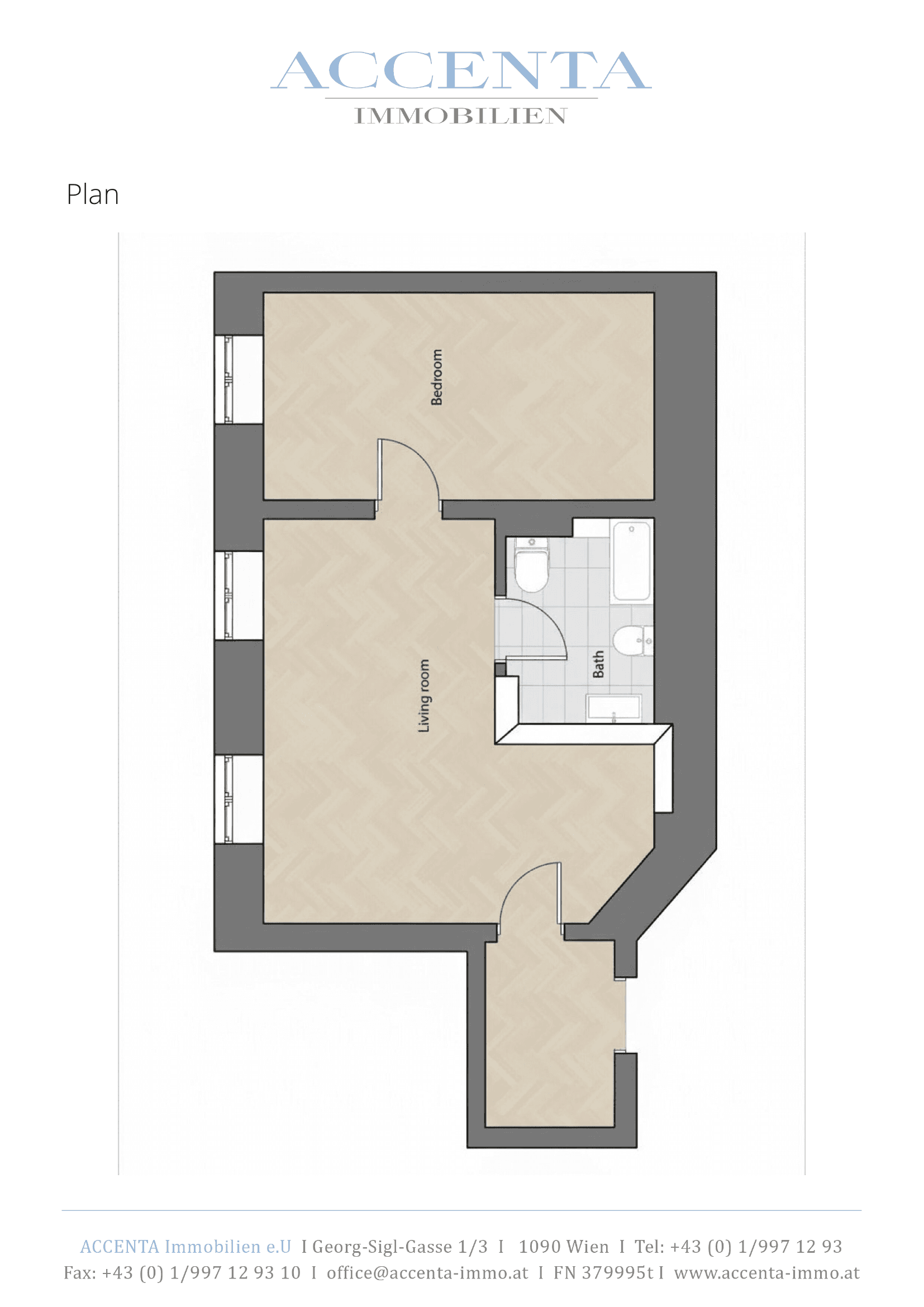 Grundriss Top 33 — Stuwerstraße 60 — 2 Zimmer — 33,1 m² — 2nd floor