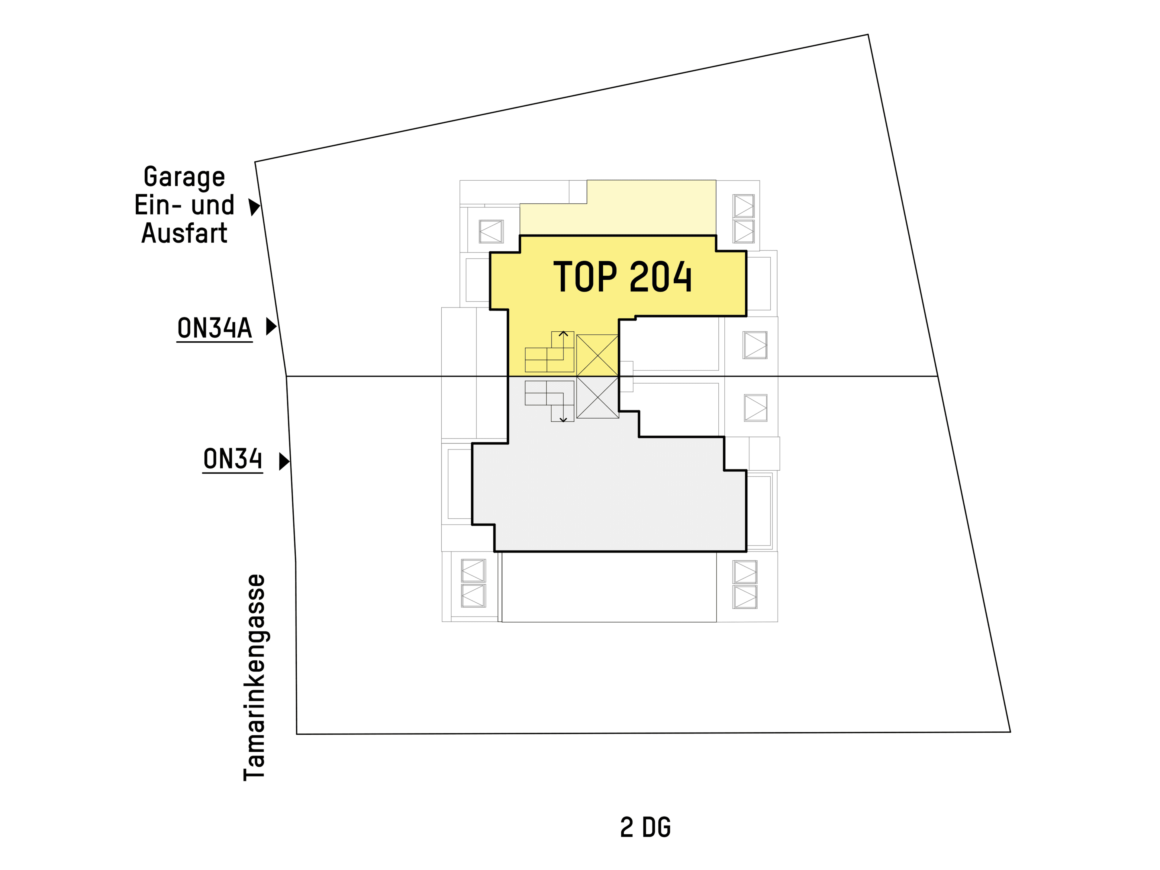 Grundriss TOP 2.04 — Tamariskengasse 34 — 4 Zimmer — 153 m² — 1st attic floor — Grundriss 3/3