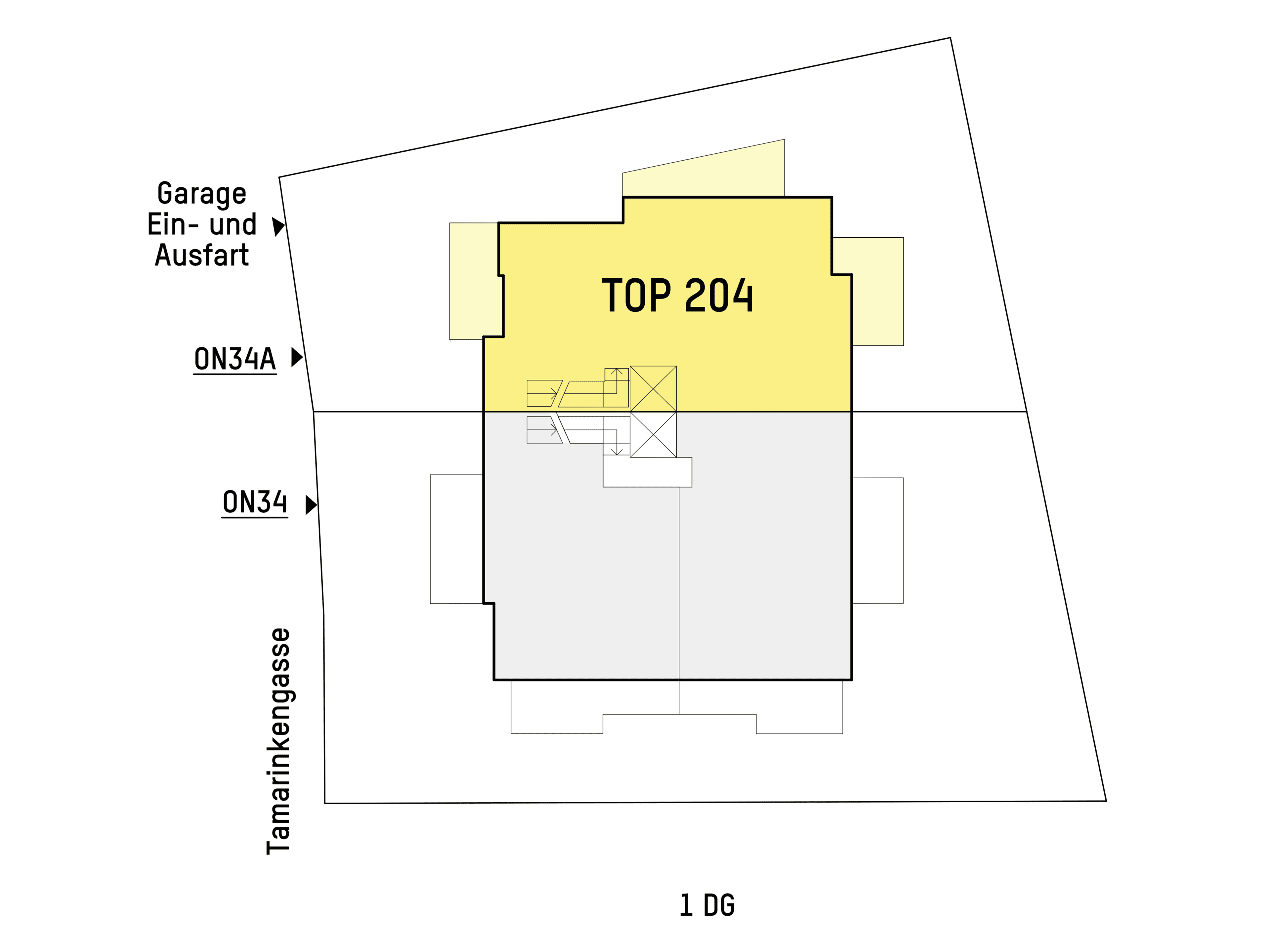 Grundriss TOP 2.04 — Tamariskengasse 34 — 4 Zimmer — 153 m² — 1st attic floor — Grundriss 2/3