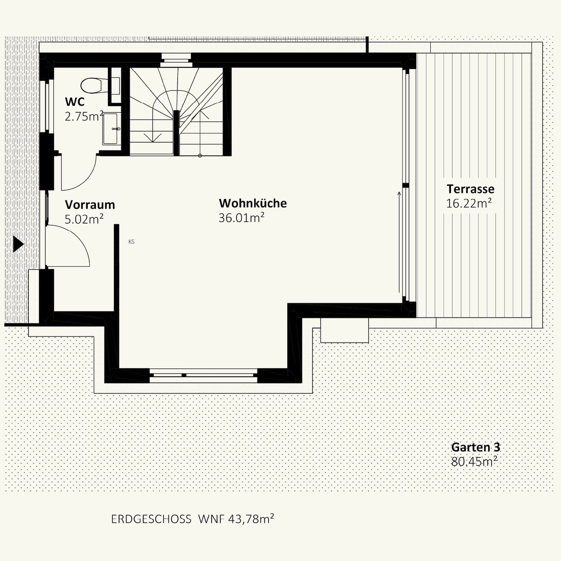 Grundriss Haus 3 — Tauschinskygasse 78 — 5 Zimmer — 124 m² — Basement / Ground floor / Upper floor / Attic floor