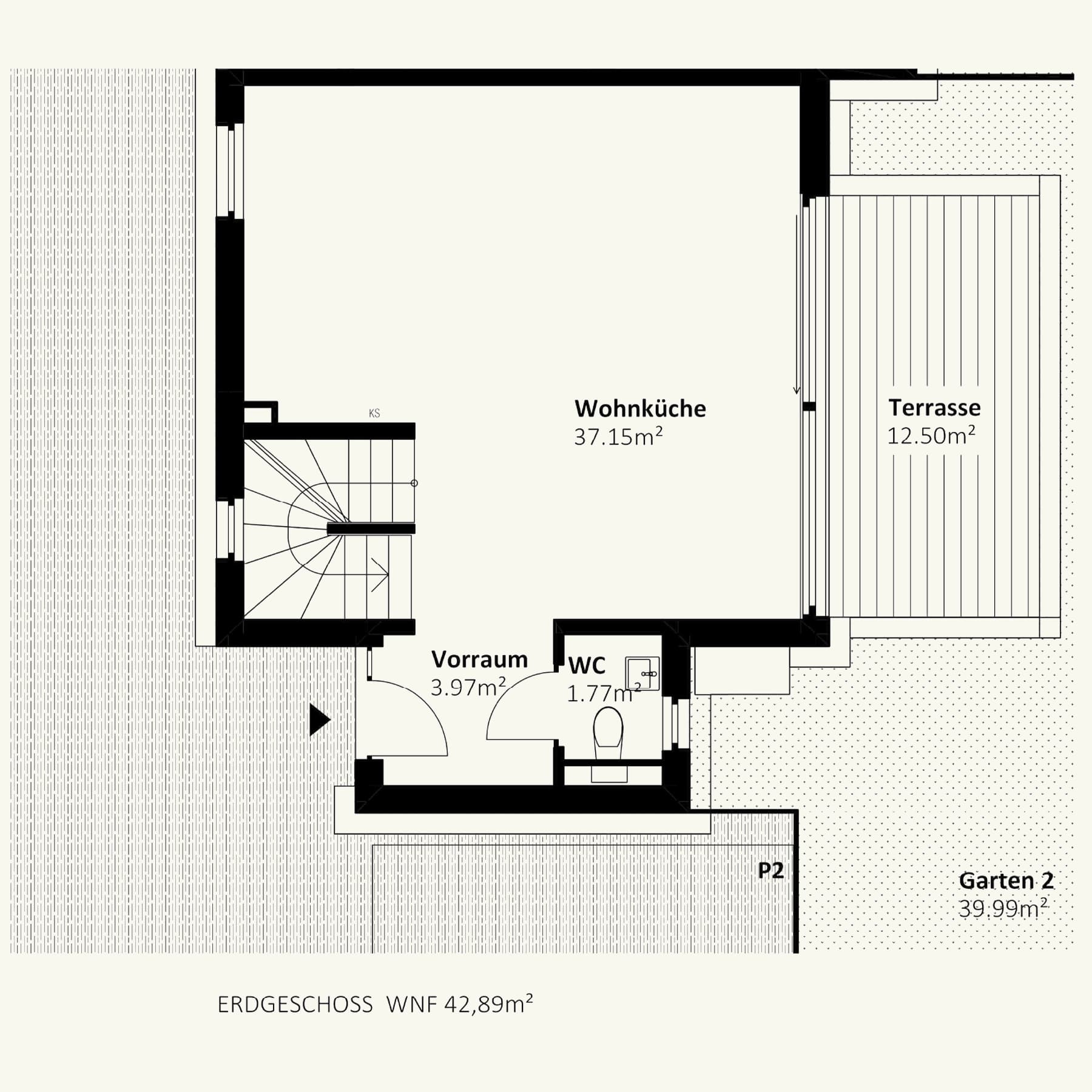 Grundriss Haus 2 — Tauschinskygasse 78 — 5 Zimmer — 123,3 m² — Basement / Ground floor / Upper floor / Attic floor