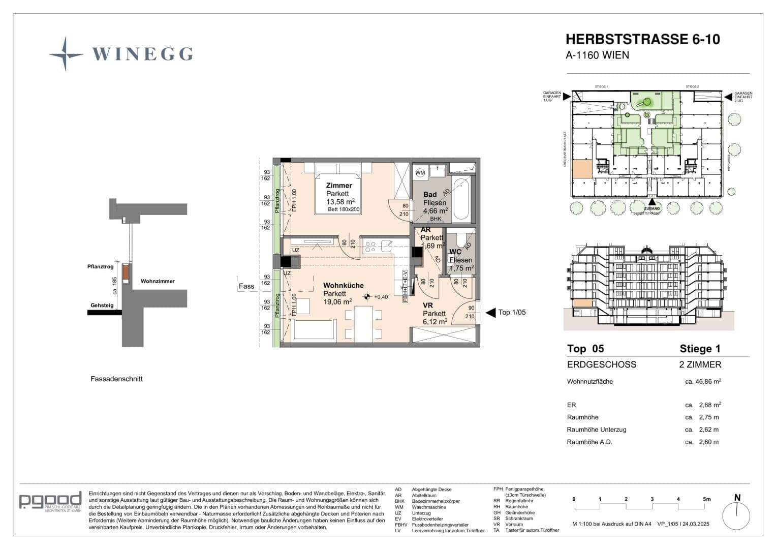 Grundriss Top 1/05 — The Arik — 2 Zimmer — 46,9 m² — Ground floor