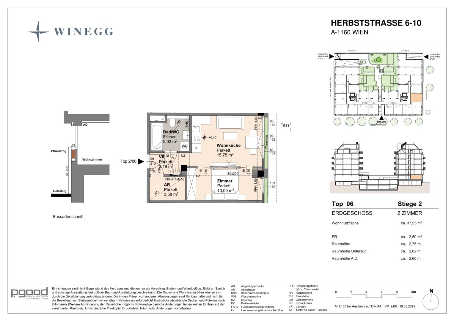 Grundriss Top 2/06 — The Arik — 2 Zimmer — 37,5 m² — Ground floor