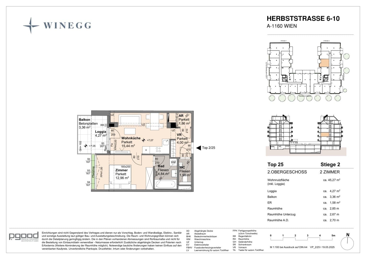 Grundriss Top 2/25 — The Arik — 2 Zimmer — 41 m² — 2nd floor — Balkon, reserviert