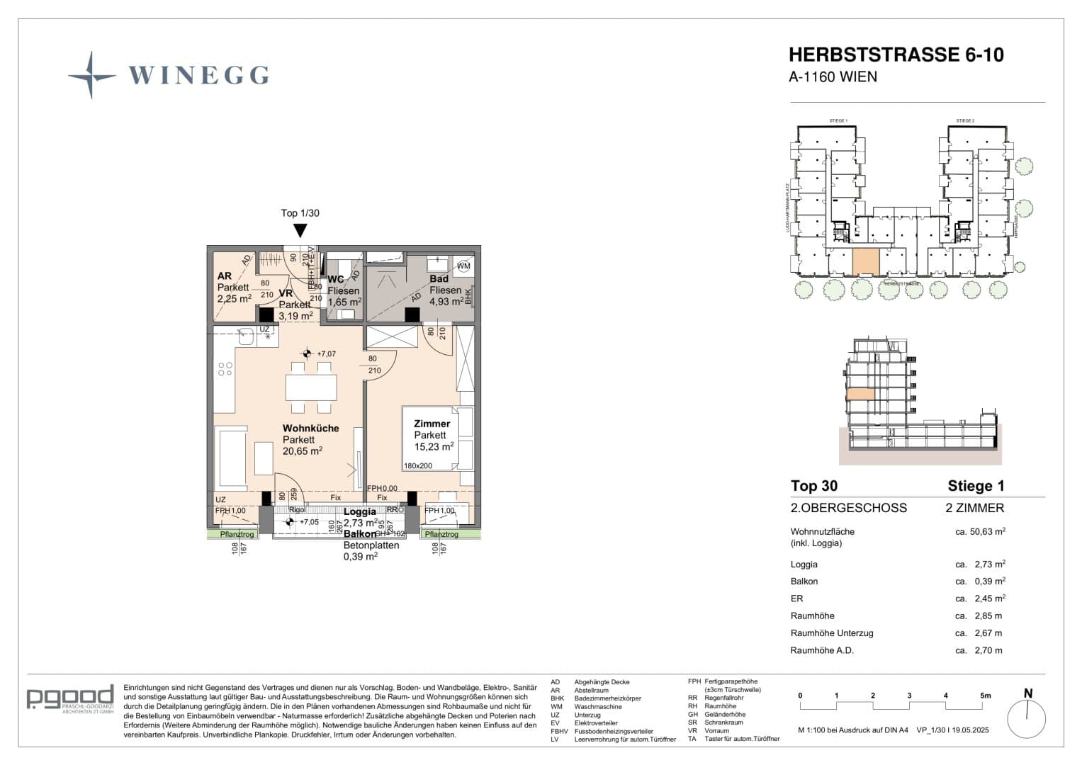Grundriss Top 1/30 — The Arik — 2 Zimmer — 47,9 m² — 2nd floor — Balkon