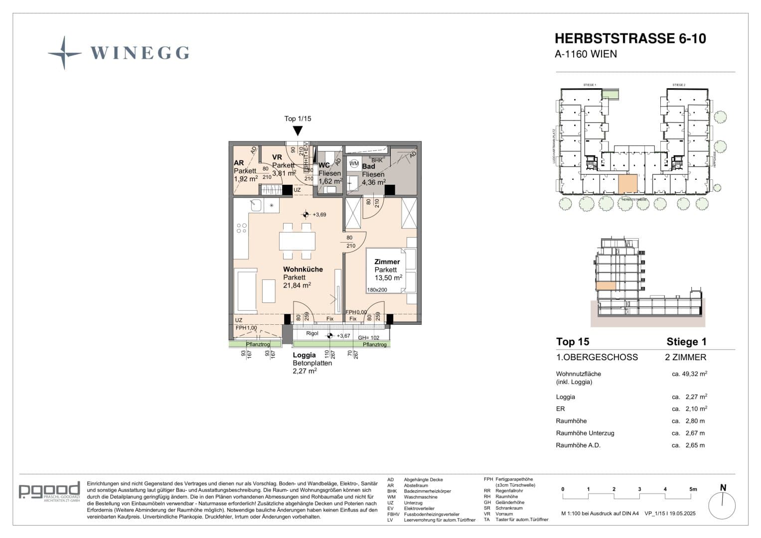 Grundriss Top 1/15 — The Arik — 2 Zimmer — 46,9 m² — 1st floor
