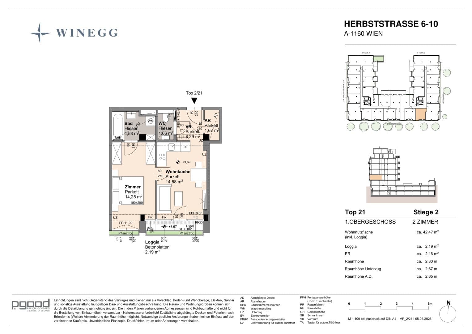 Grundriss Top 2/21 — The Arik — 2 Zimmer — 40,3 m² — 1st floor — reserviert
