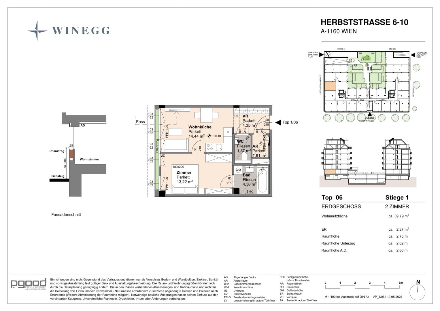 Grundriss Top 1/06 — The Arik — 2 Zimmer — 39,7 m² — Ground floor