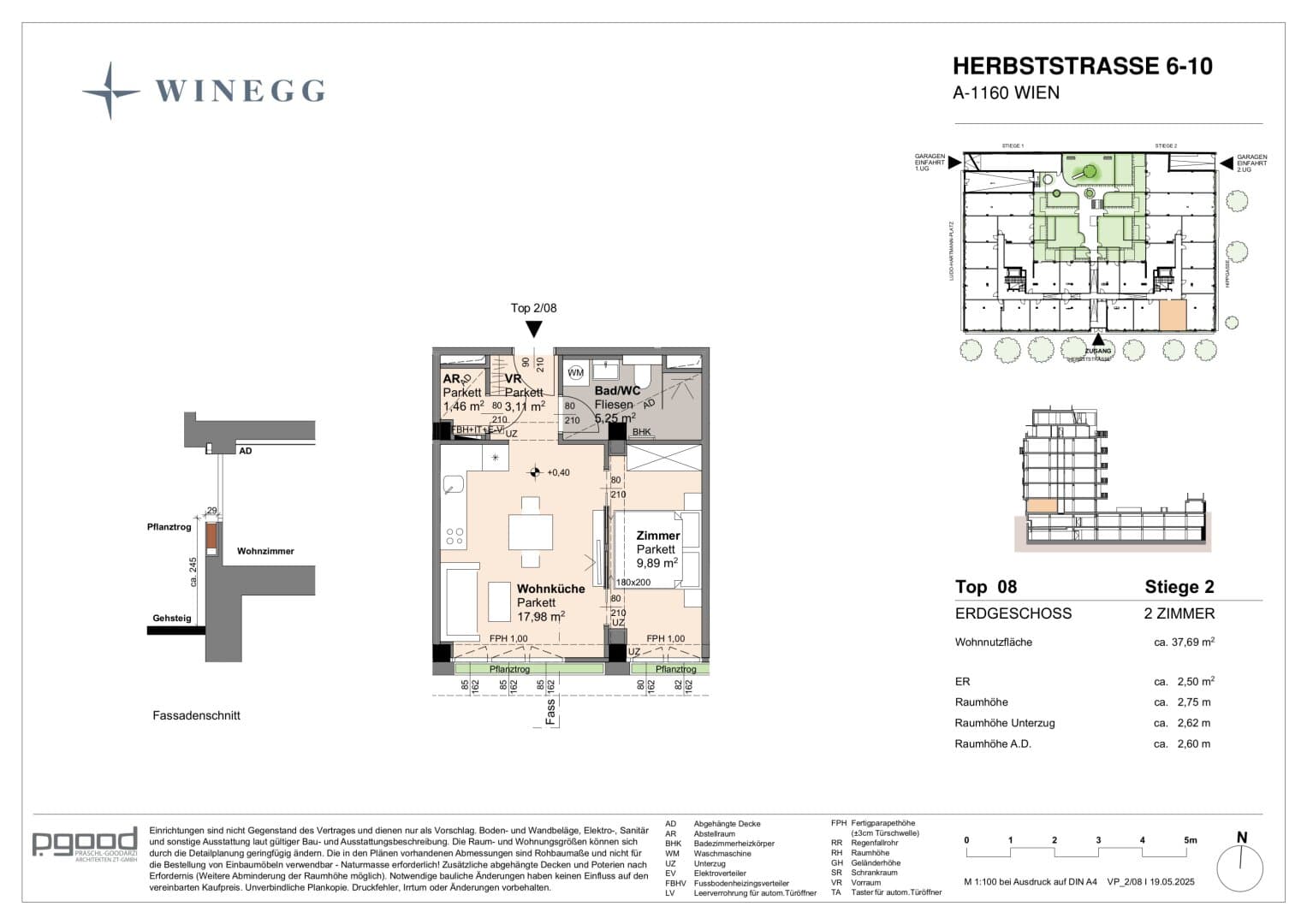 Grundriss Top 2/08 — The Arik — 2 Zimmer — 37,7 m² — Ground floor