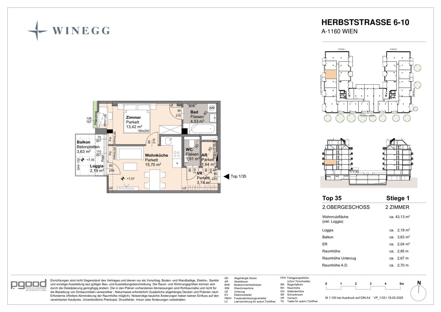 Grundriss Top 1/35 — The Arik — 2 Zimmer — 40,9 m² — 2nd floor — Balkon