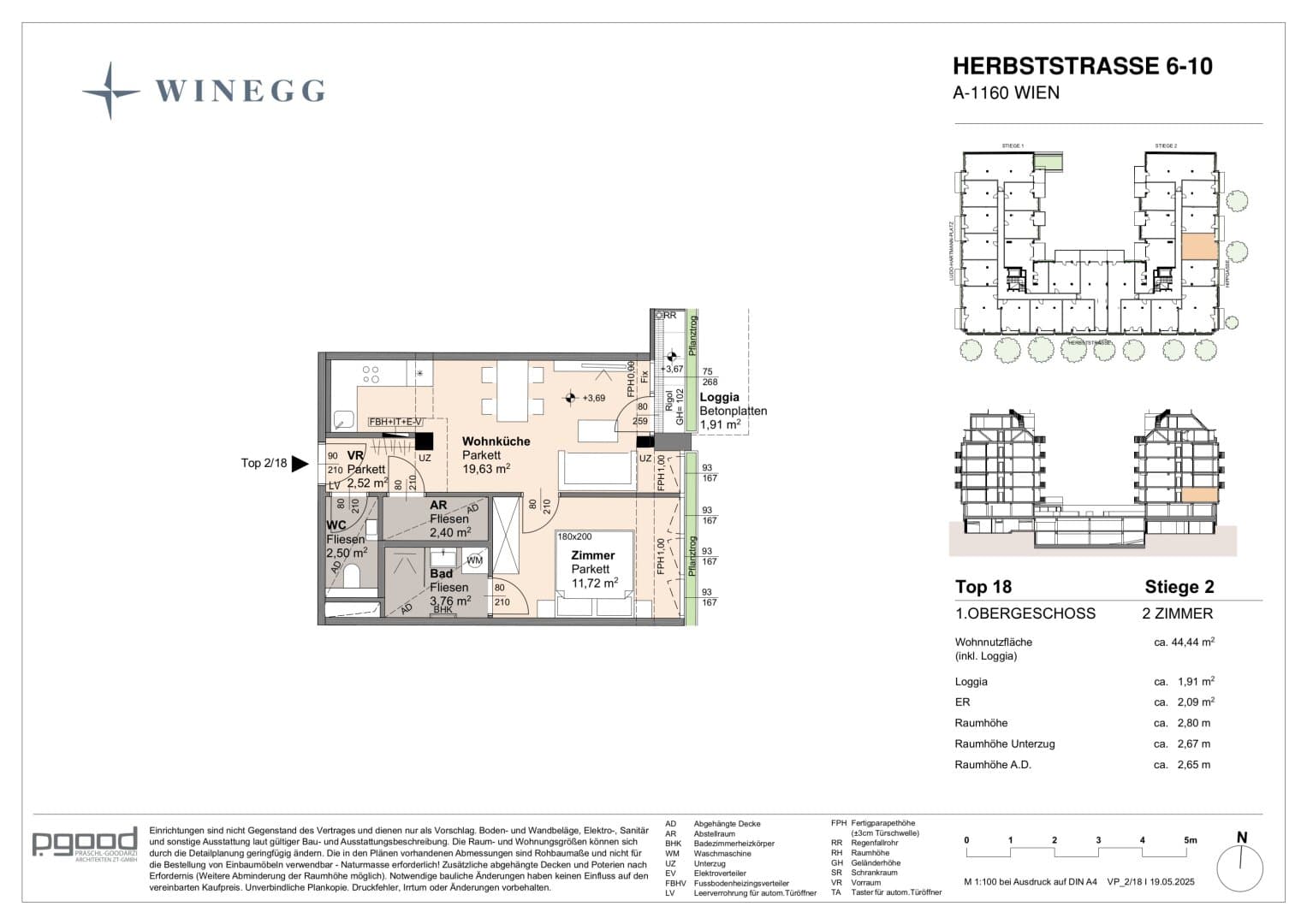 Grundriss Top 2/18 — The Arik — 2 Zimmer — 42,5 m² — 1st floor