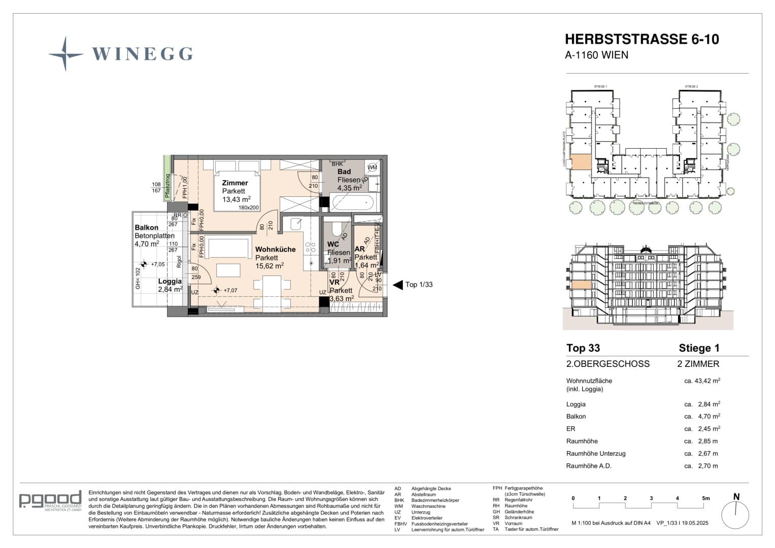 Grundriss Top 1/33 — The Arik — 2 Zimmer — 40,6 m² — 2nd floor — Balkon, reserviert