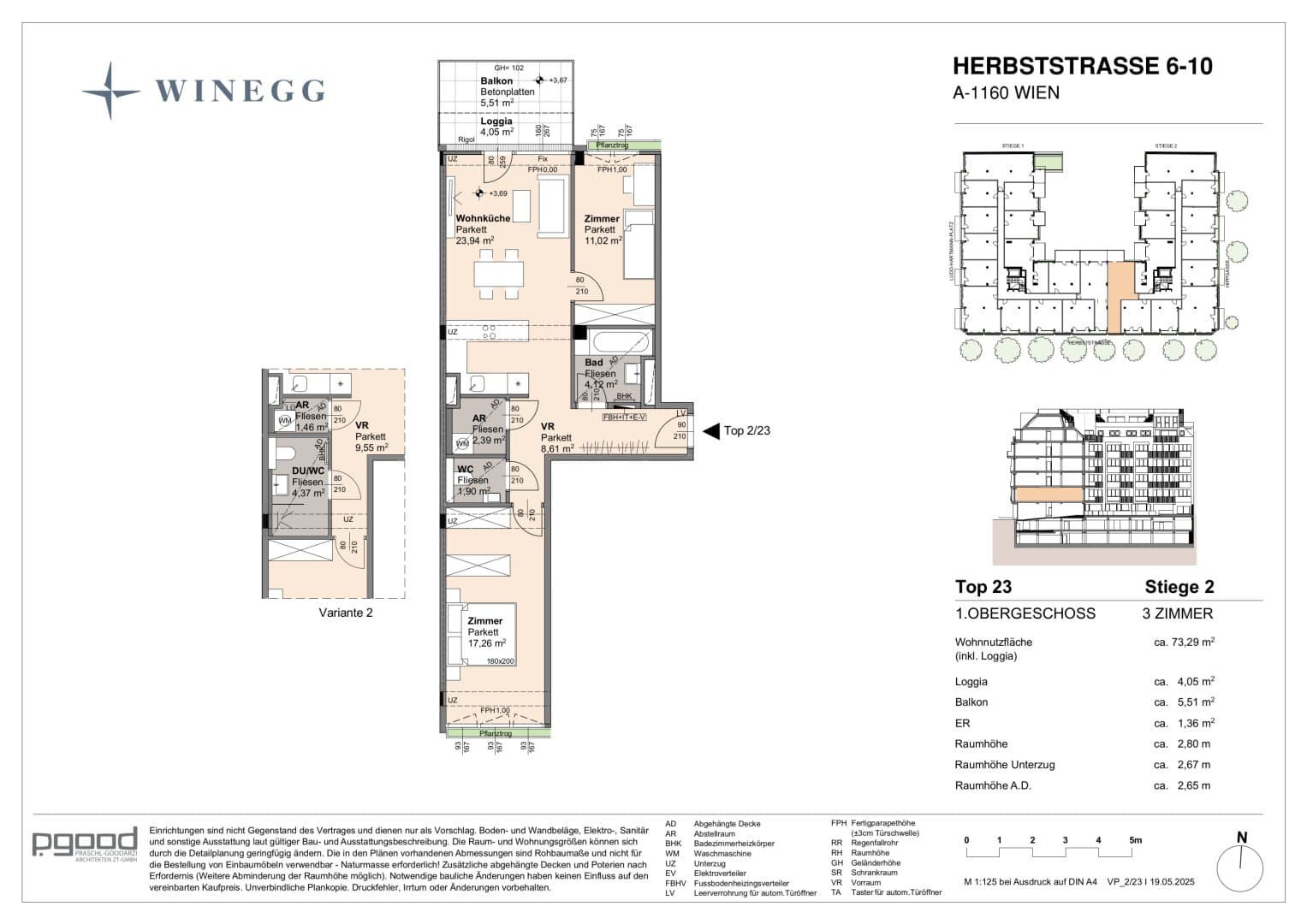 Grundriss Top 2/23 — The Arik — 3 Zimmer — 69,2 m² — 1st floor — Balkon
