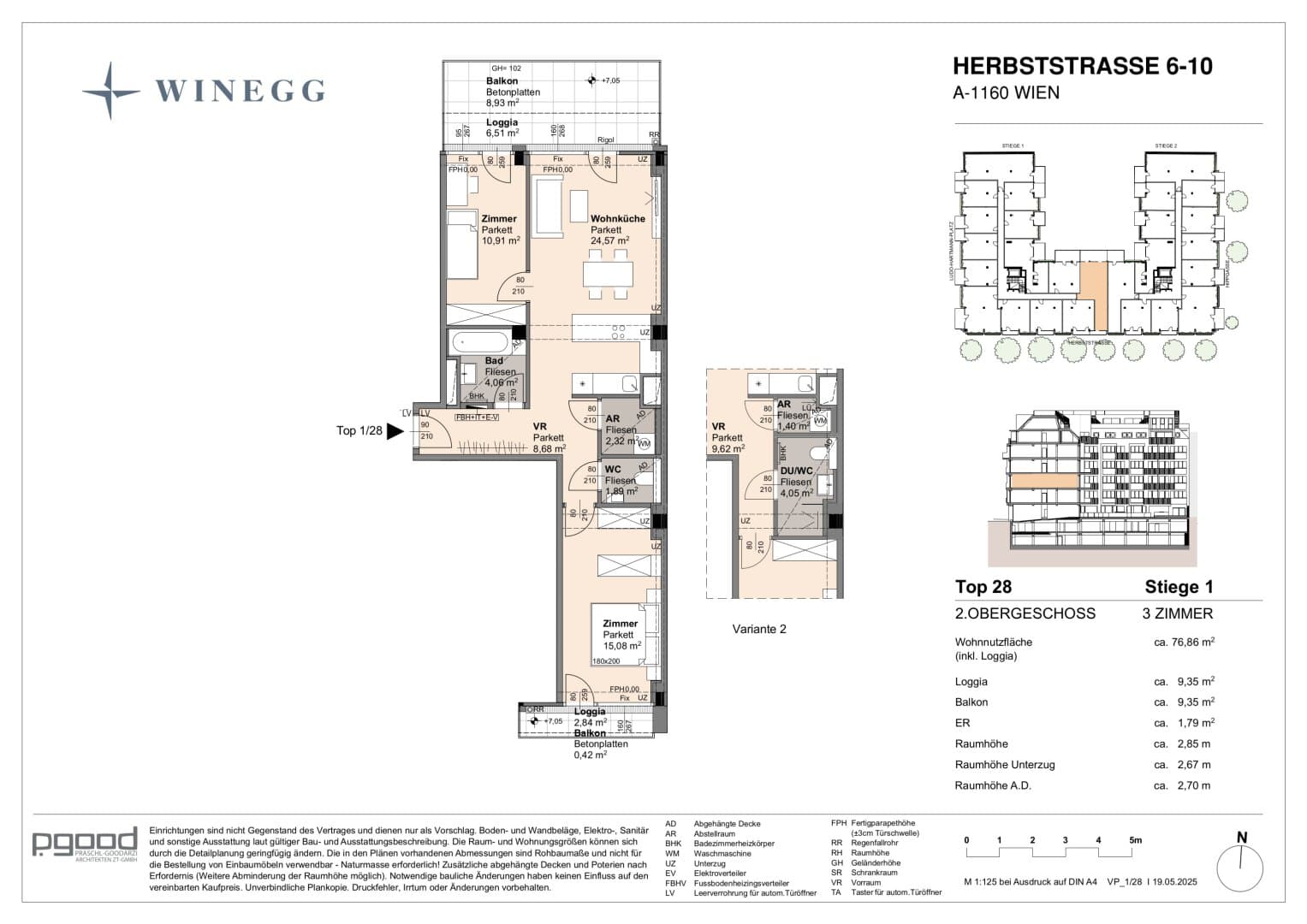Grundriss Top 1/28 — The Arik — 3 Zimmer — 67,5 m² — 2nd floor — Balkon