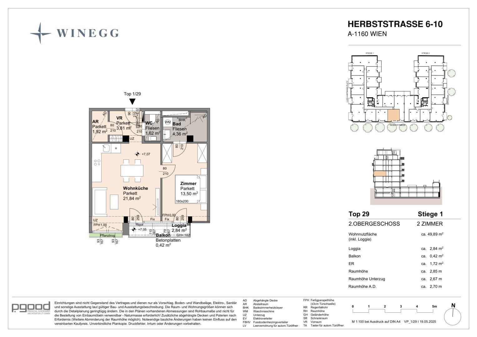 Grundriss Top 1/29 — The Arik — 2 Zimmer — 46,9 m² — 2nd floor — Balkon