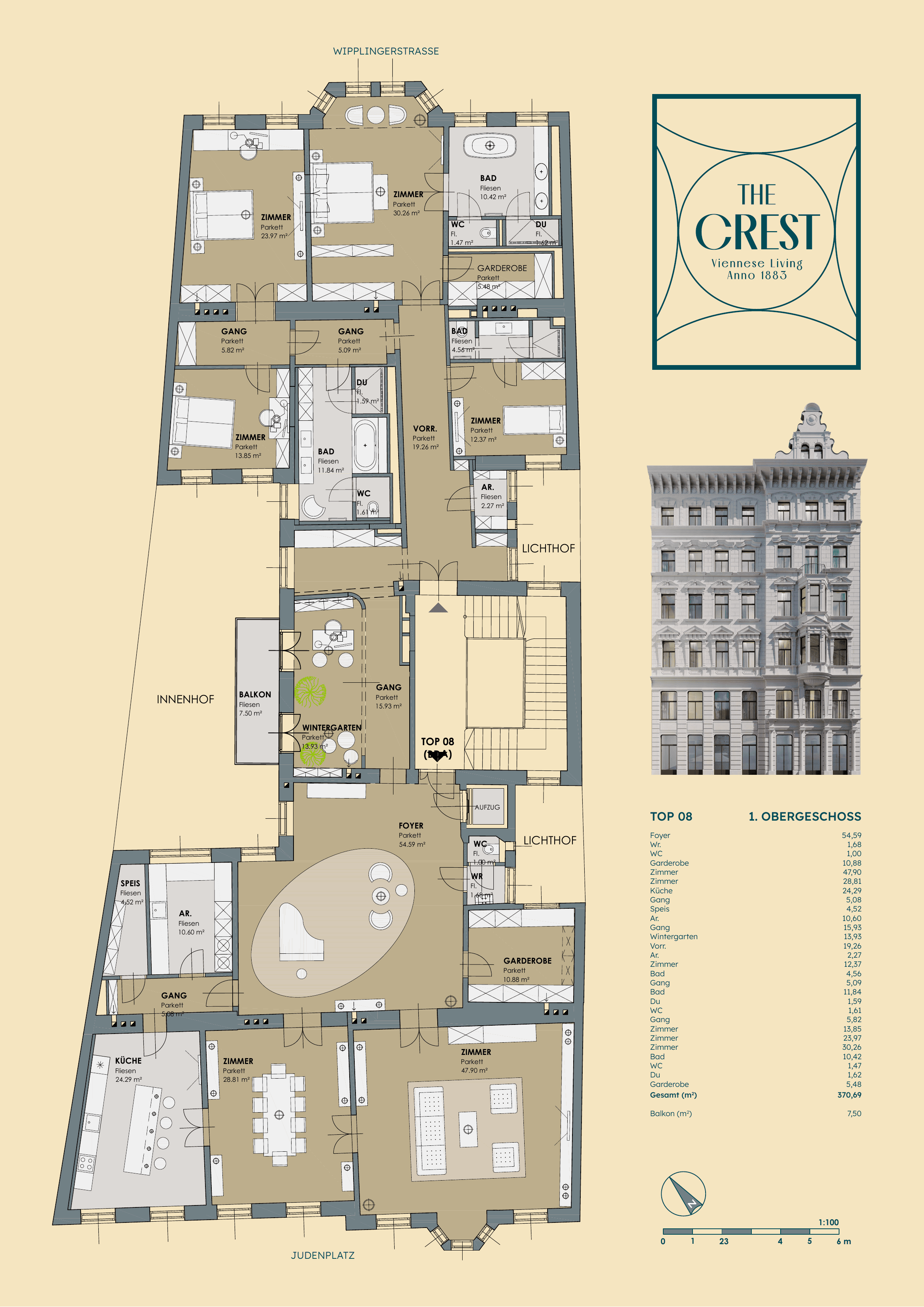 Grundriss Top 8 — The Crest — 7 Zimmer — 371 m² — 1st floor
