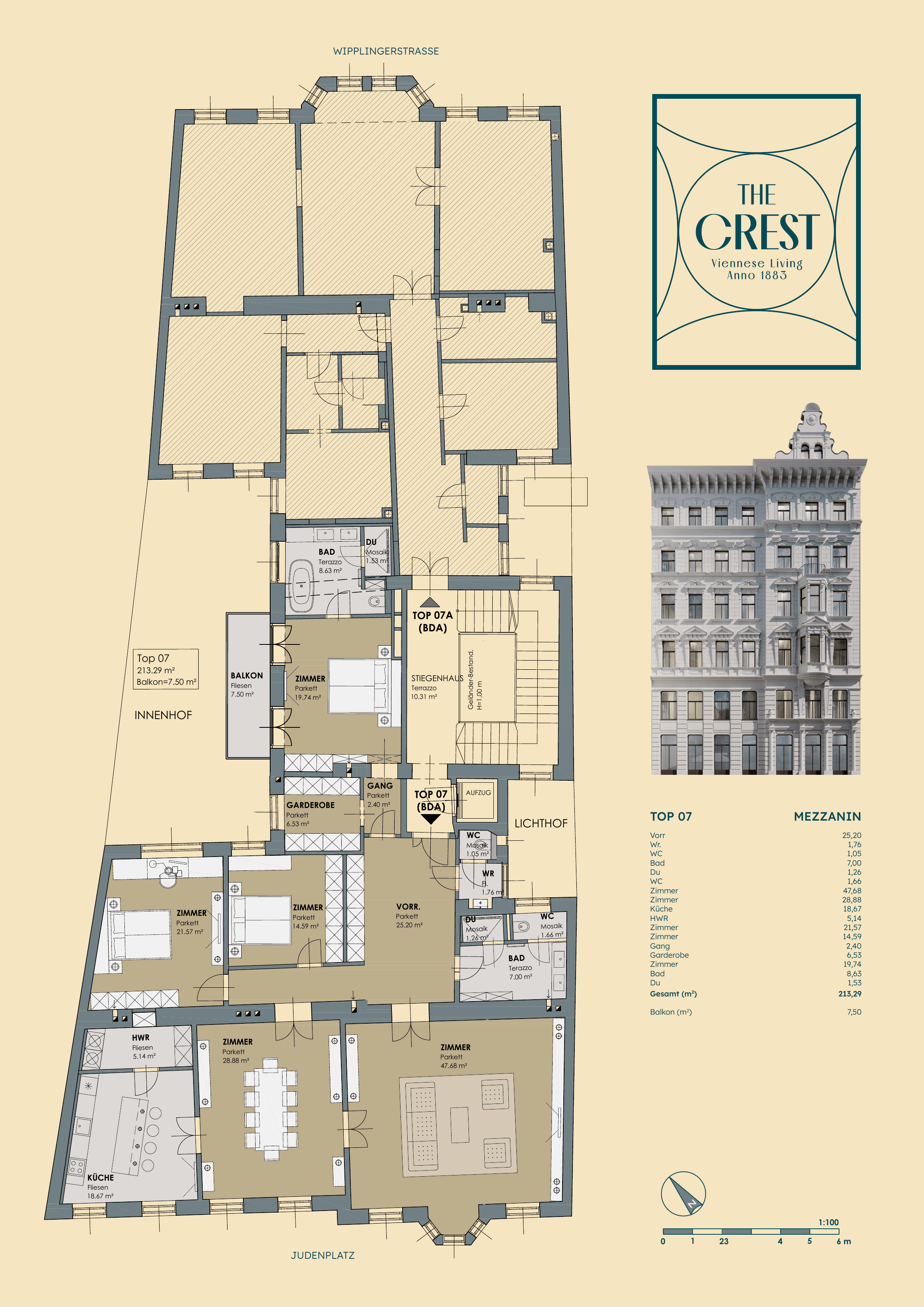 Grundriss Top 7 — The Crest — 5 Zimmer — 213,3 m² — Mezzanine