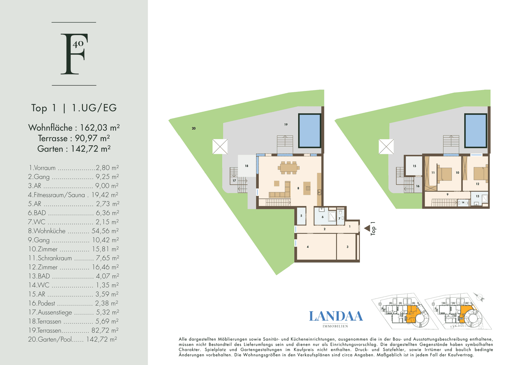 Grundriss Top 1 — THE FELIX – Skyview Residences — 4 Zimmer — 162 m² — Basement / Ground floor