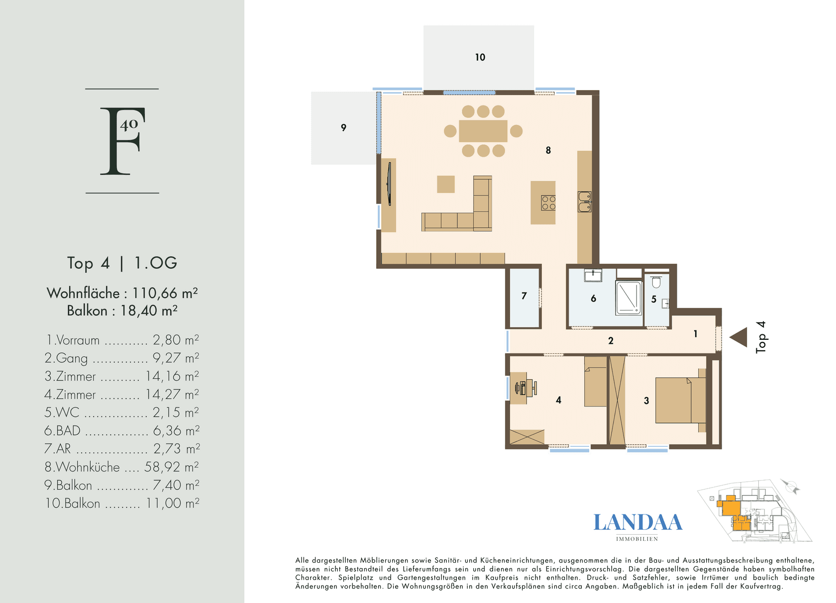 Grundriss Top 4 — THE FELIX – Skyview Residences — 4 Zimmer — 110,7 m² — 1st floor