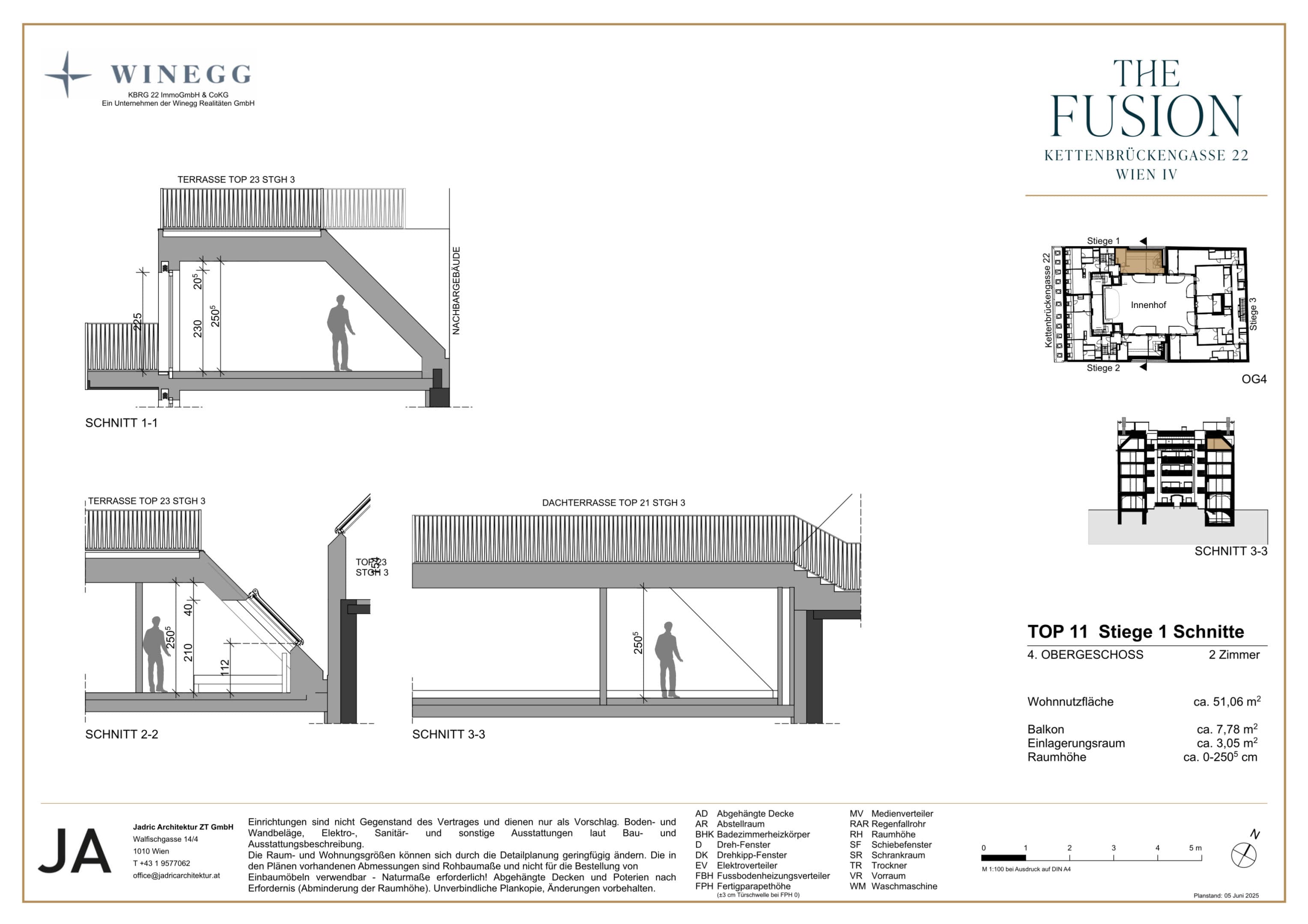Grundriss Top 1/11 — THE FUSION by WINEGG — 2 Zimmer — 51,1 m² — 2nd attic floor — Grundriss 1/2