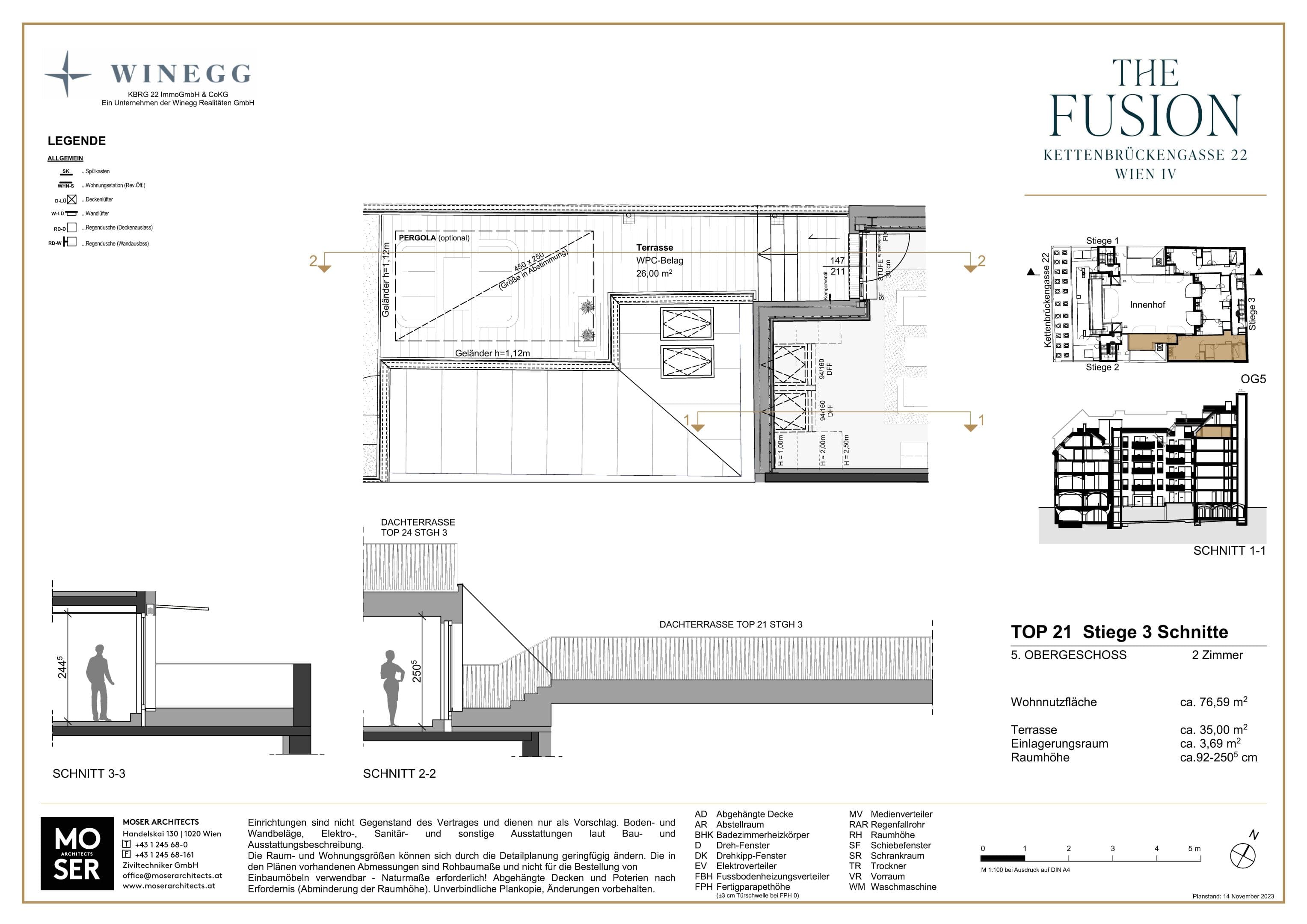 Grundriss Top 3/21 — THE FUSION by WINEGG — 2 Zimmer — 76,6 m² — 1st attic floor — Grundriss 3/3