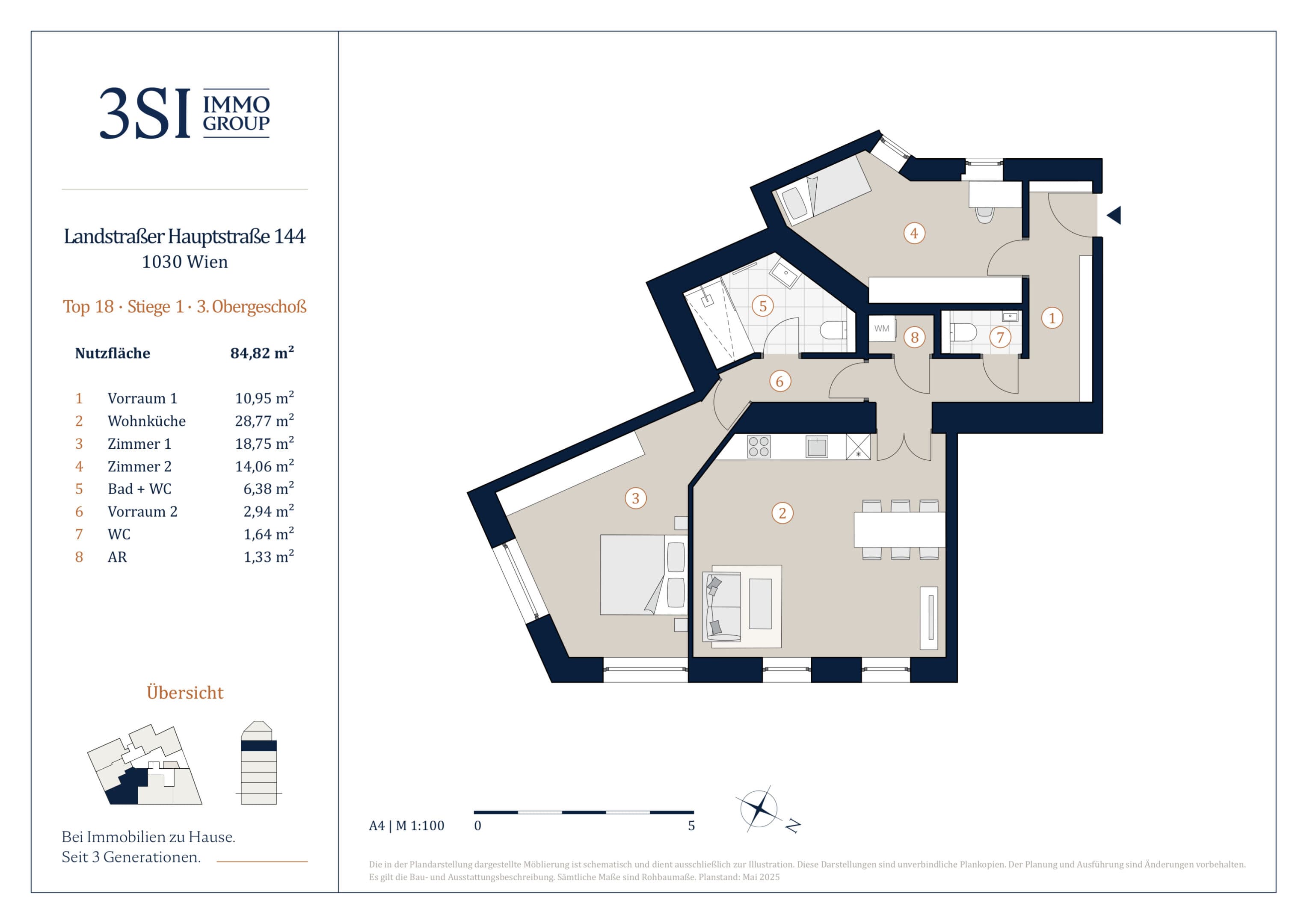 Grundriss Top 1/18 — The Legacy — 3 Zimmer — 84,8 m² — 3rd floor — West