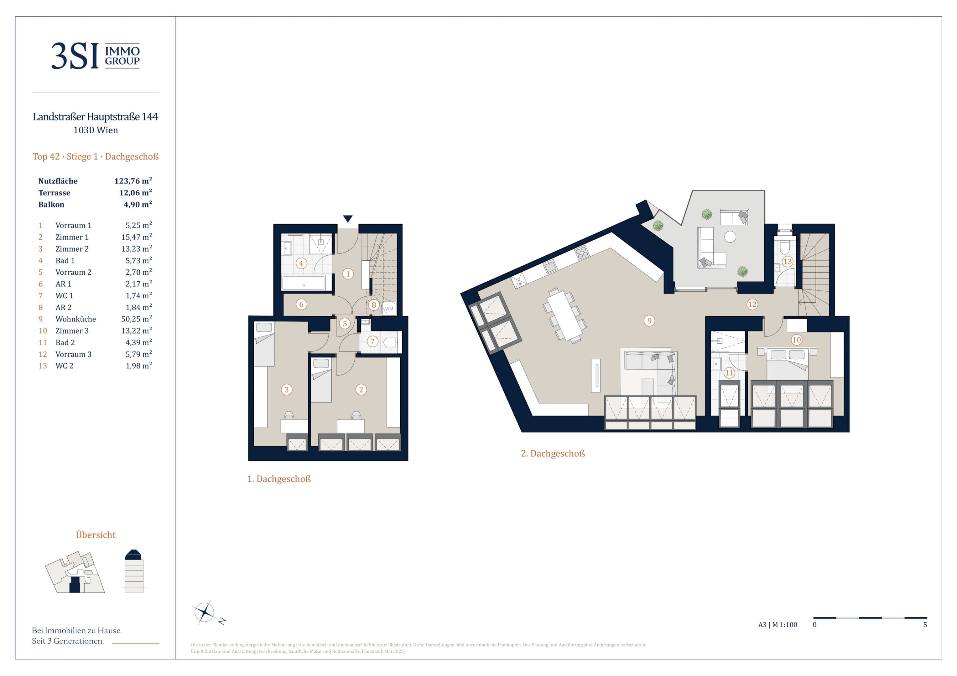 Grundriss Top 1/42 — The Legacy — 4 Zimmer — 123,8 m² — 1st attic floor / 2nd attic floor — West