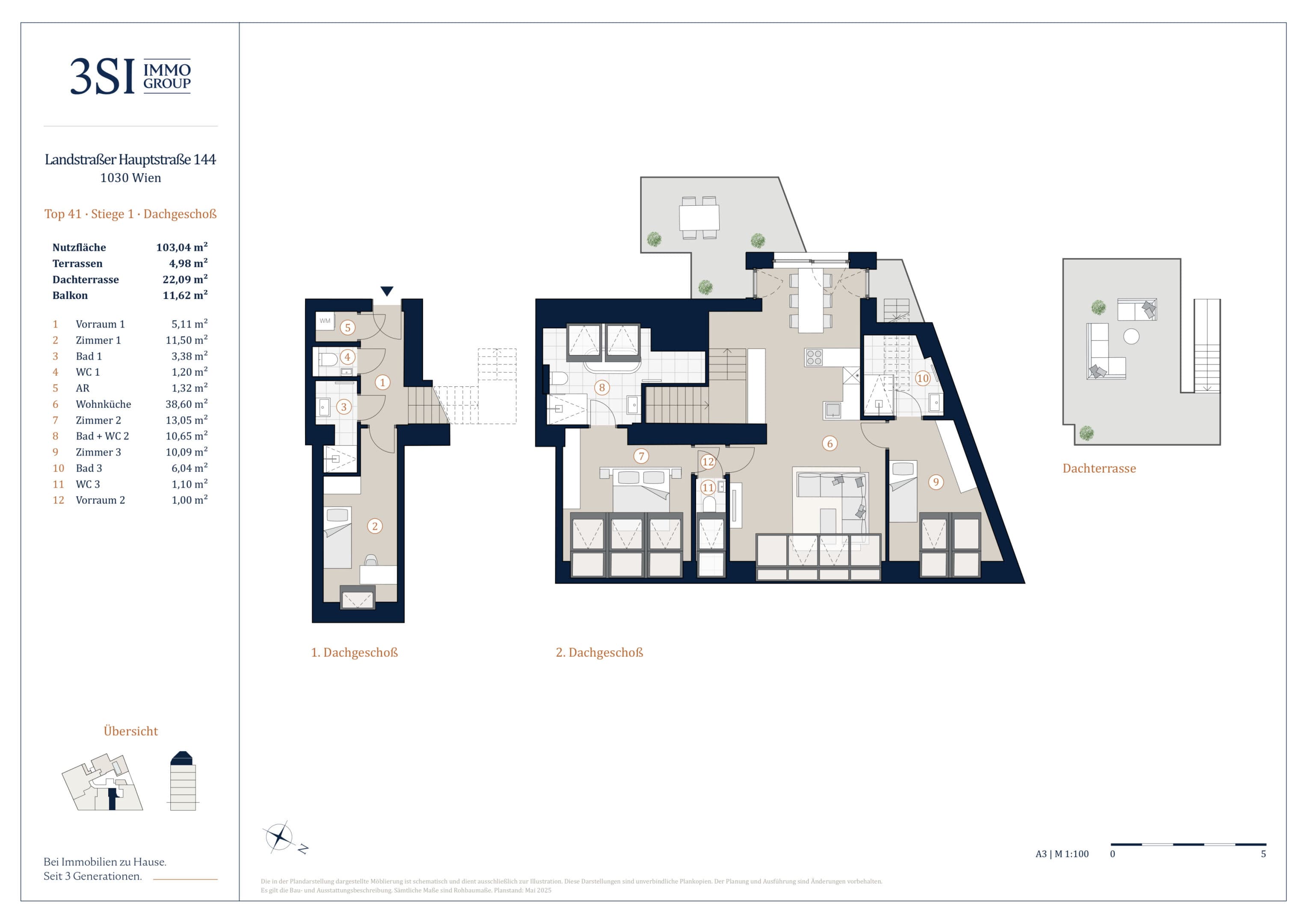 Grundriss Top 1/41 — The Legacy — 4 Zimmer — 103 m² — 1st attic floor / 2nd attic floor — Ost, Süd