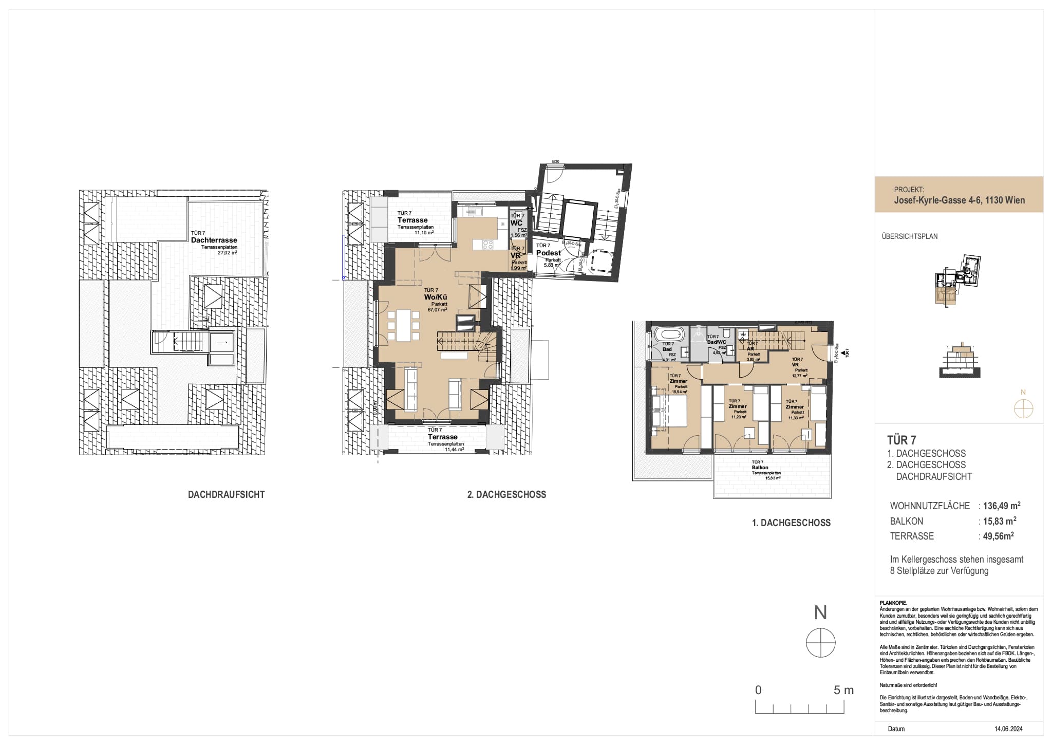 Grundriss Top 7 — The Modeen — 4 Zimmer — 136,5 m² — 1st attic floor / 2nd attic floor — South-facing