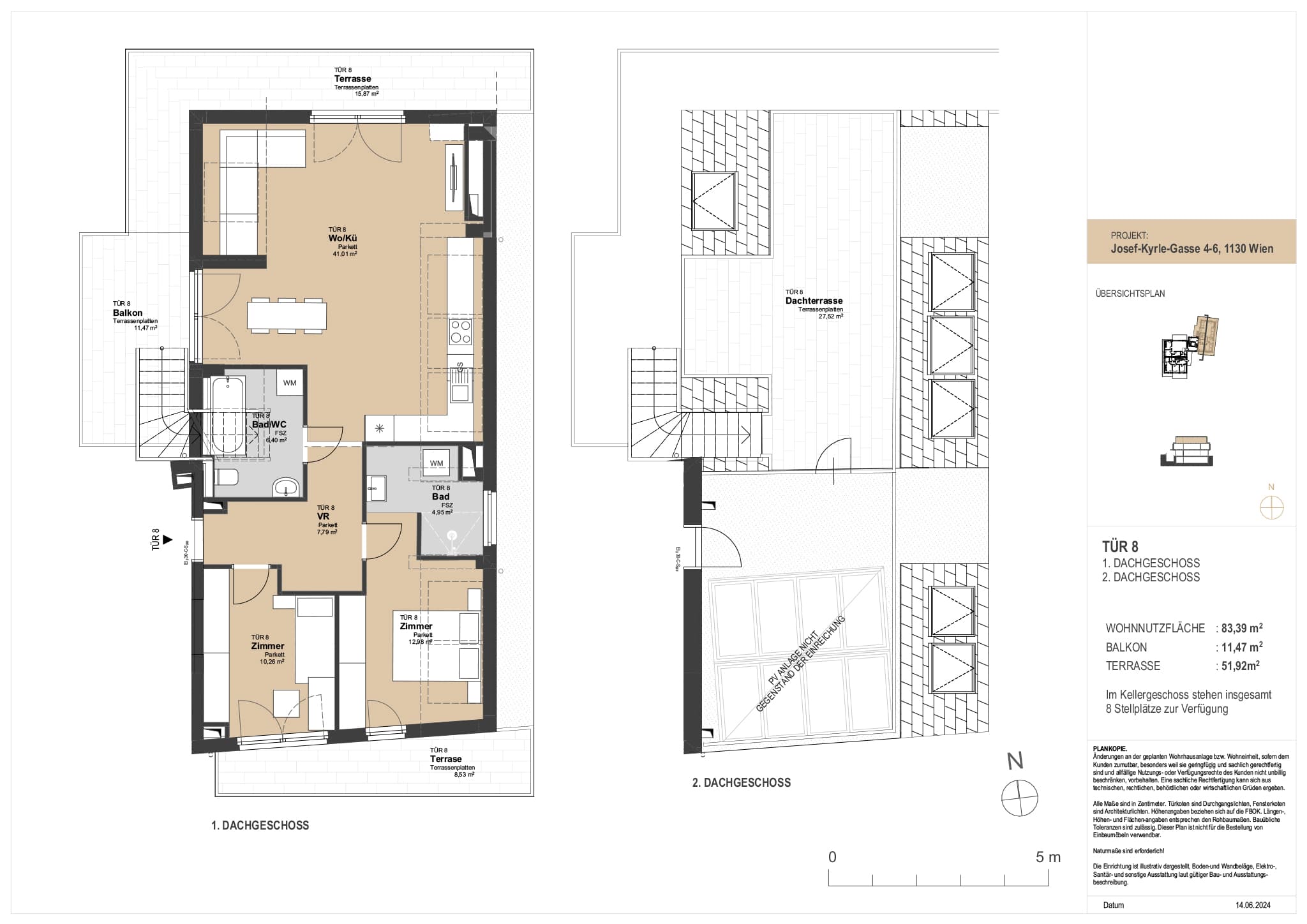 Grundriss Top 8 — The Modeen — 4 Zimmer — 83,4 m² — 1st attic floor — South-facing
